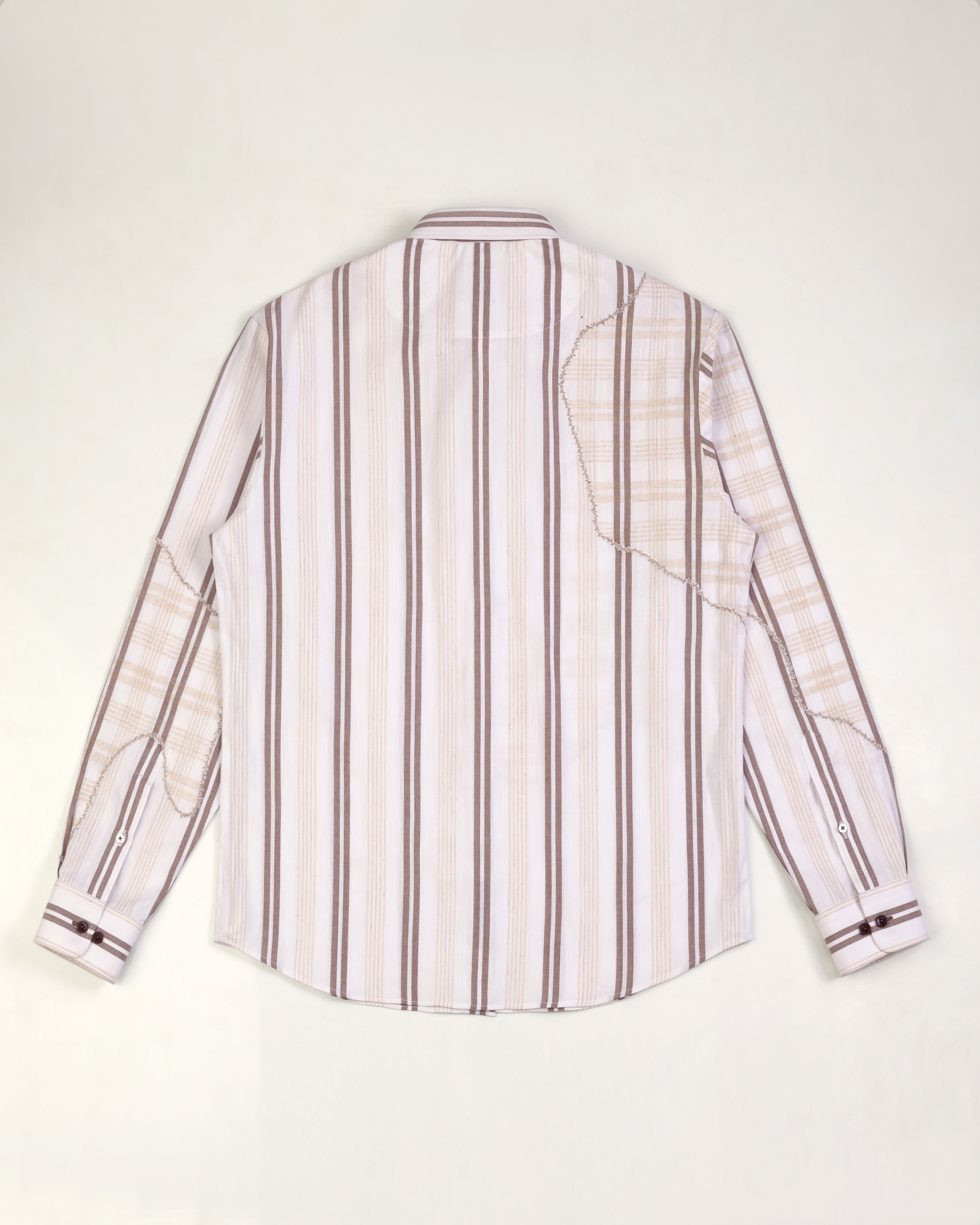 Caspian - Appliqué Cotton Linen Shirt - Light Brown