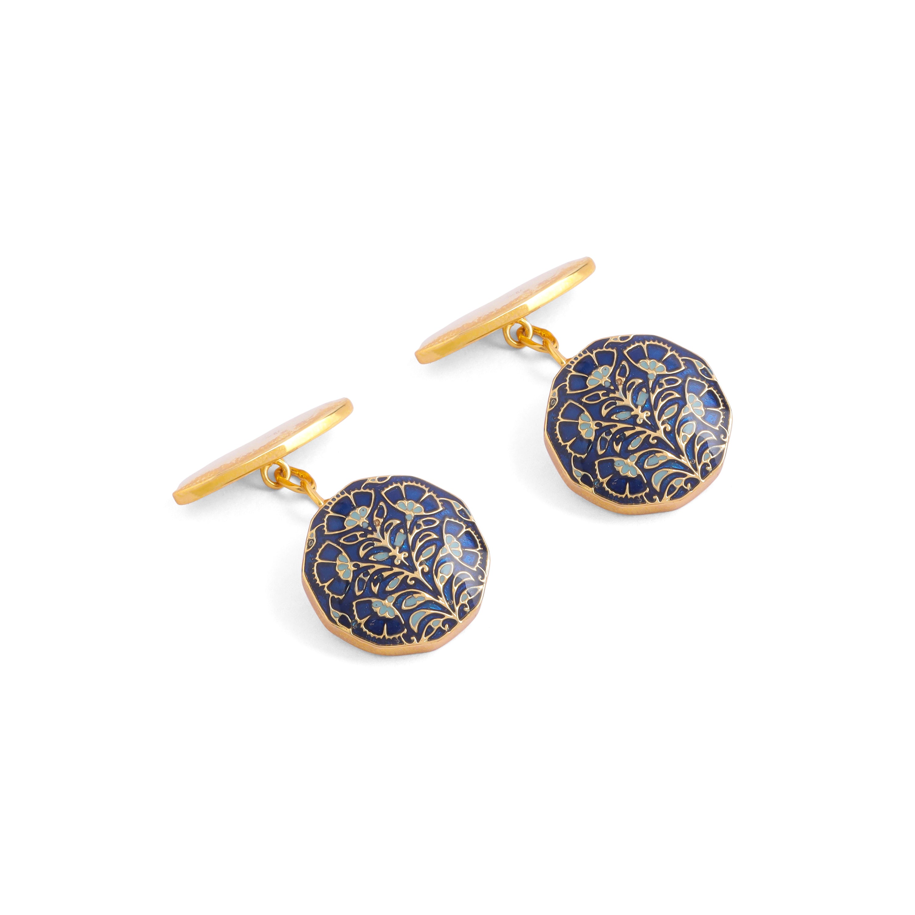 Nargis Enamel Chain Cufflinks - Blue