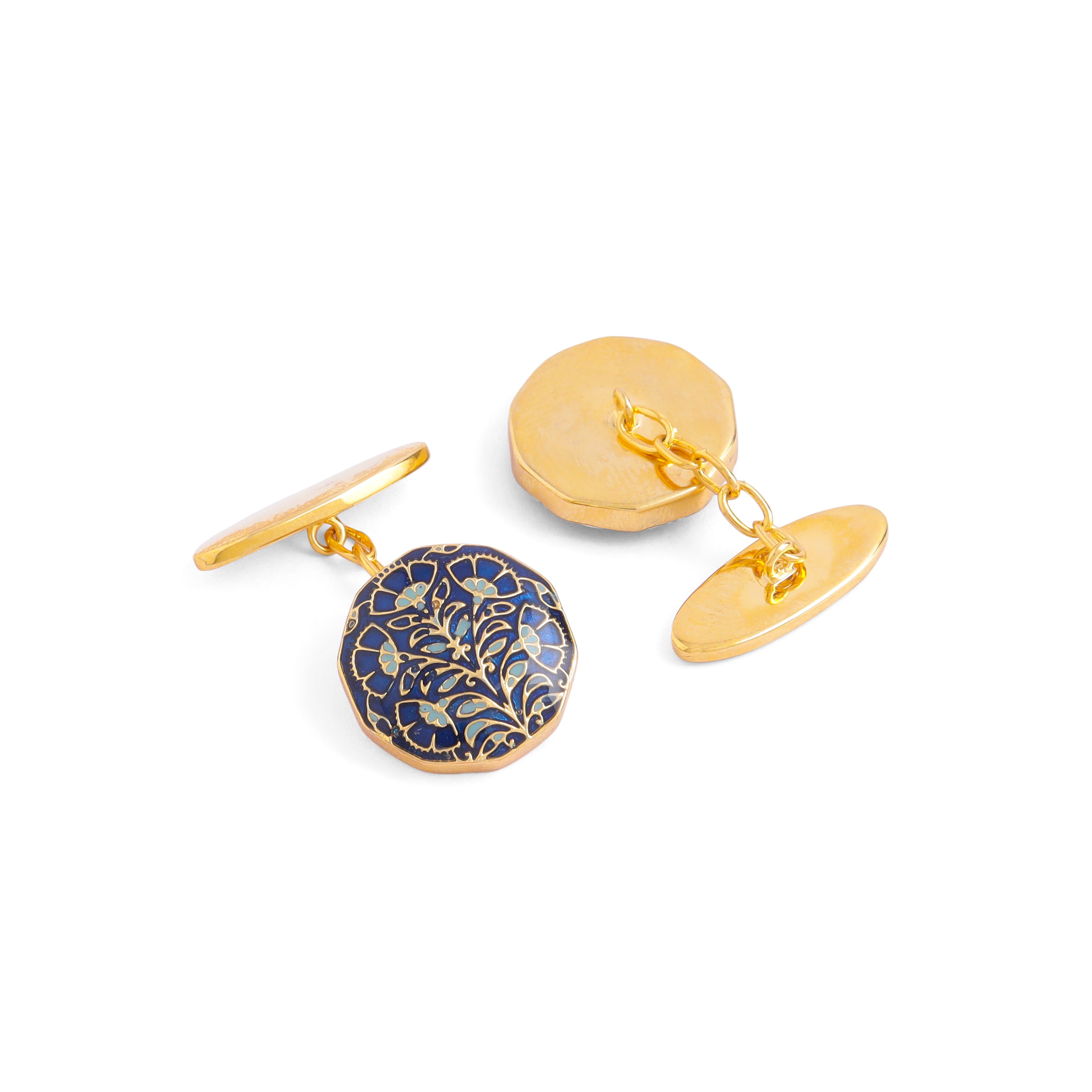Nargis Enamel Chain Cufflinks - Blue