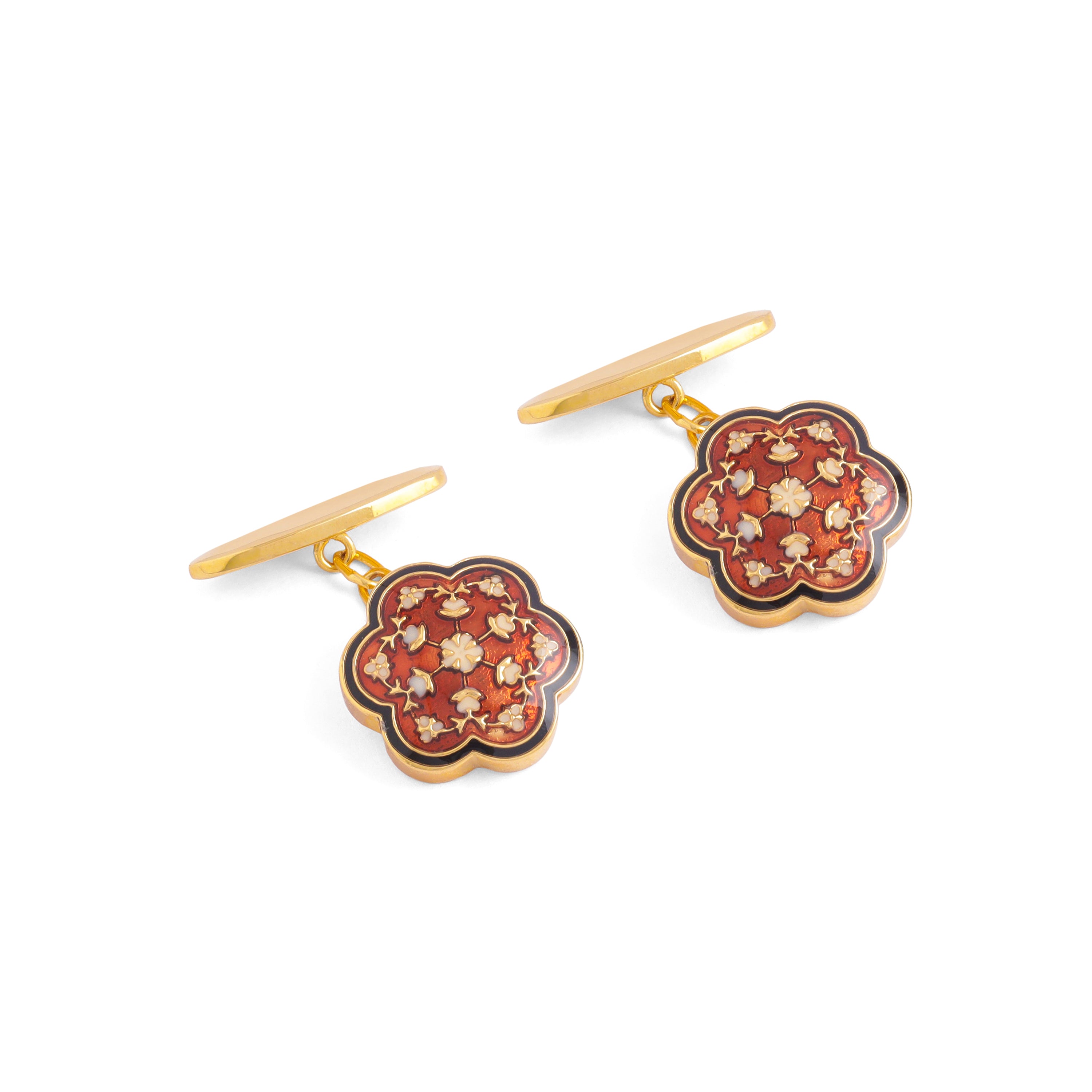 Minar Enamel Chain Cufflinks - Maroon