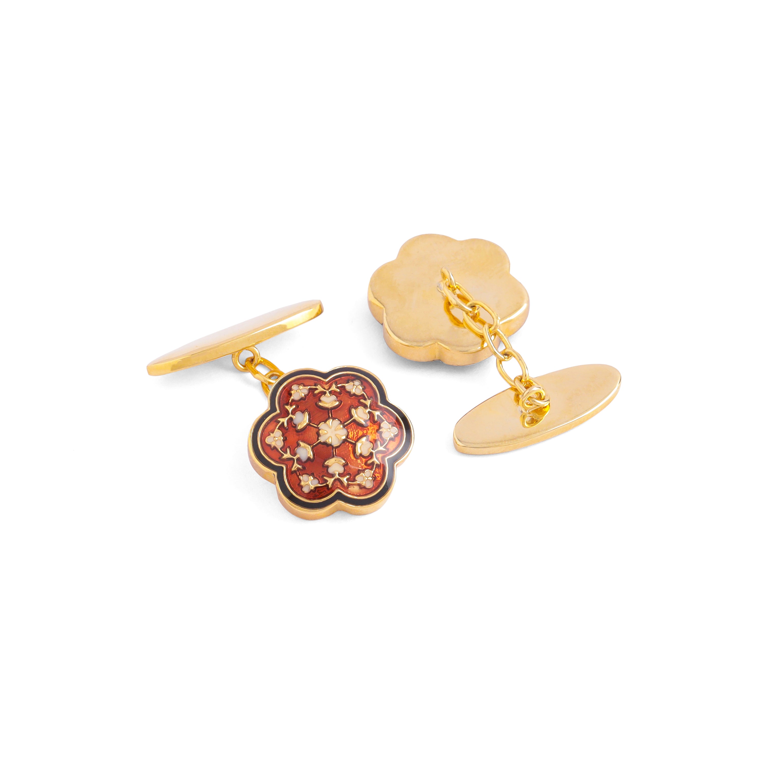 Minar Enamel Chain Cufflinks - Maroon