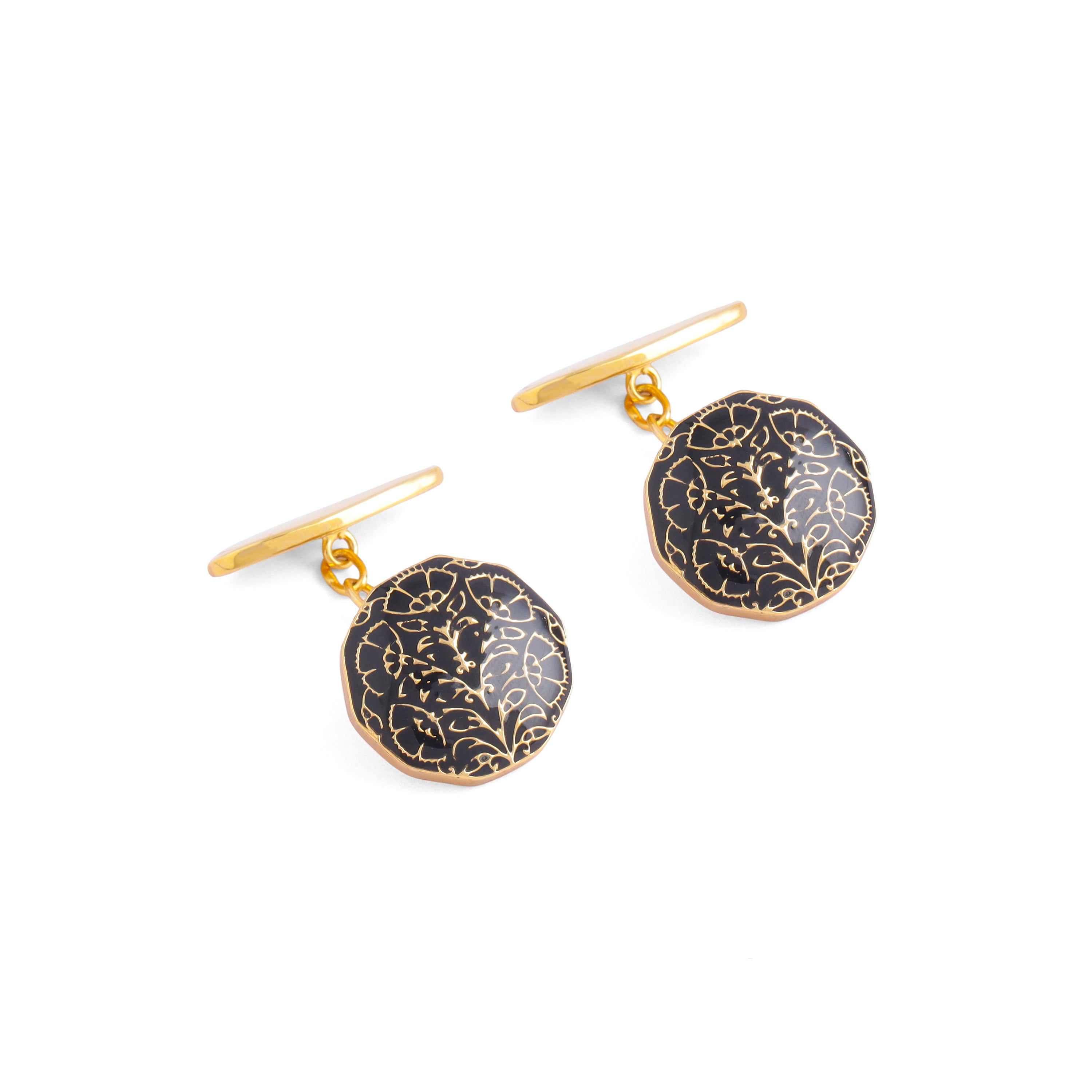 Nargis Enamel Chain Cufflinks - Black