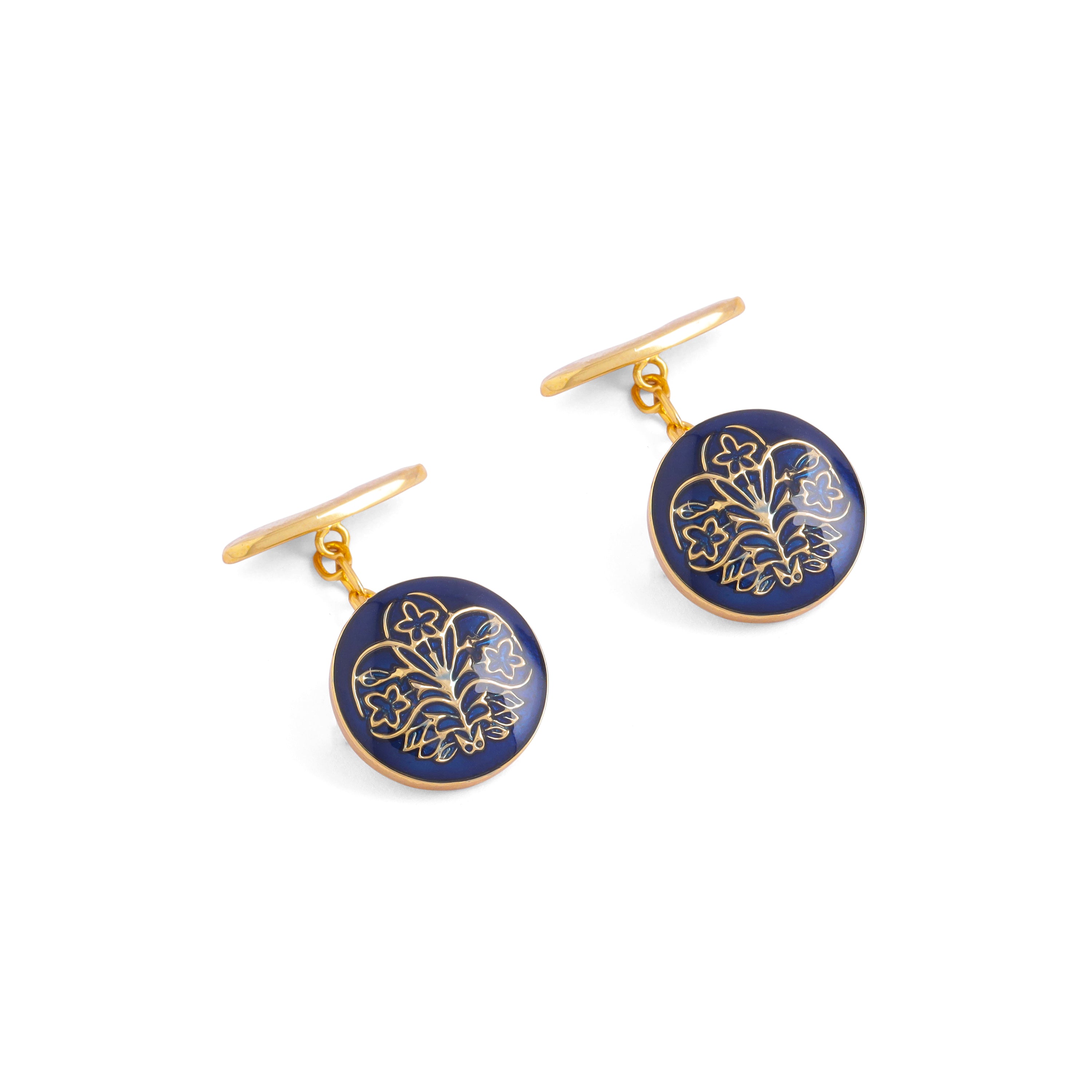 Iris Enamel Chain Cufflinks - Blue