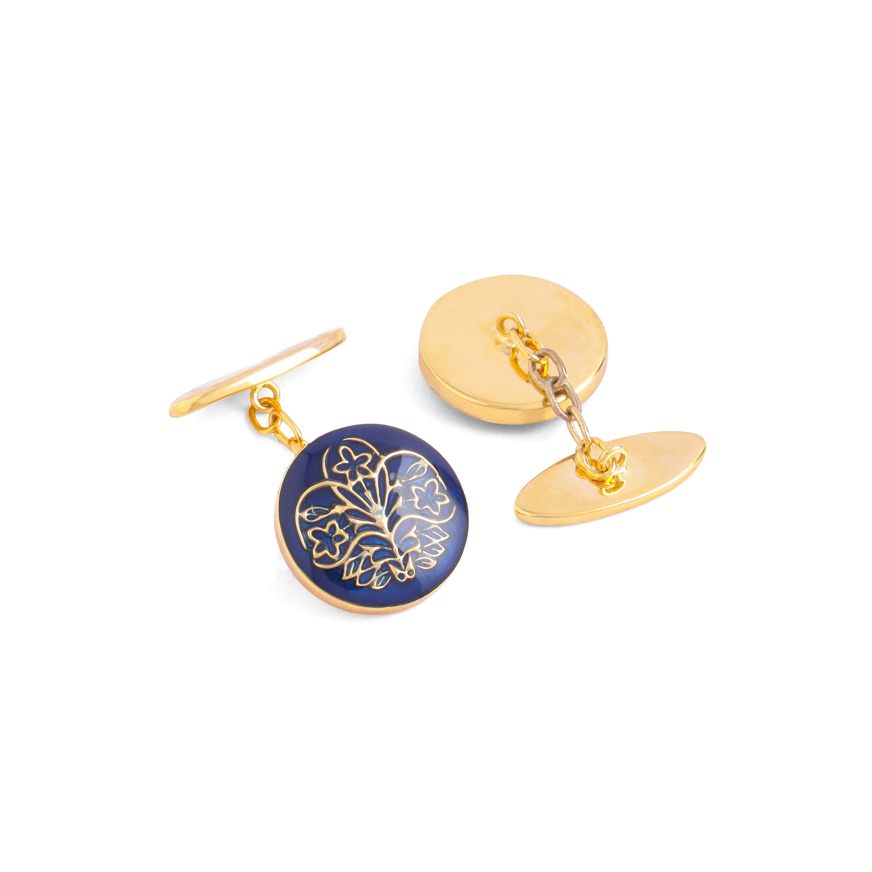 Iris Enamel Chain Cufflinks - Blue