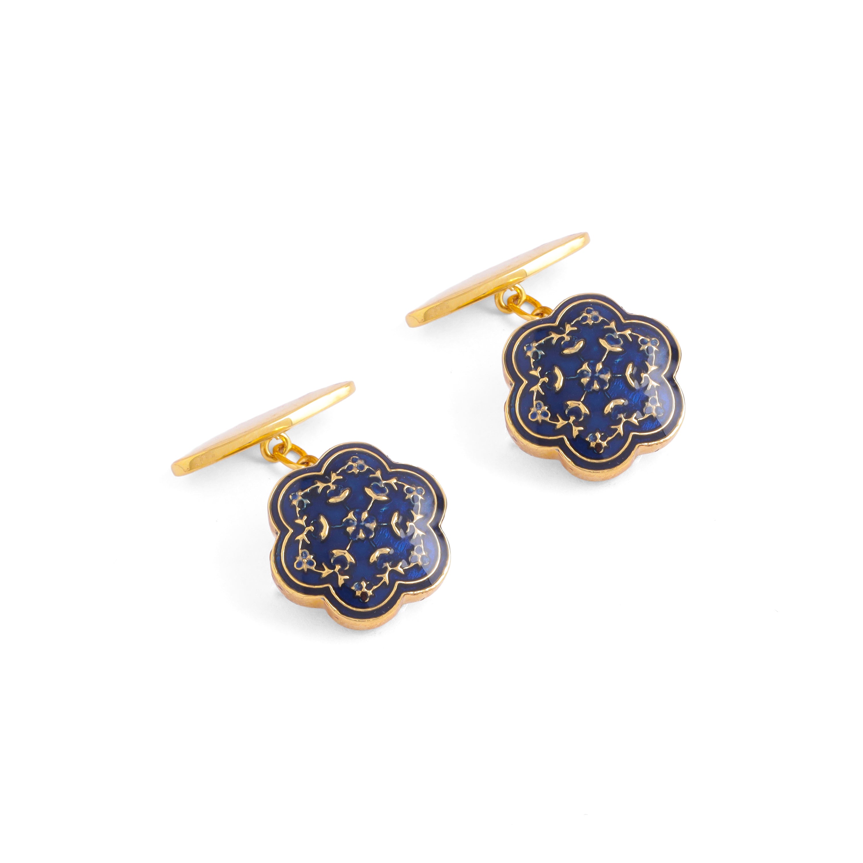 Minar Enamel Chain Cufflinks - Blue