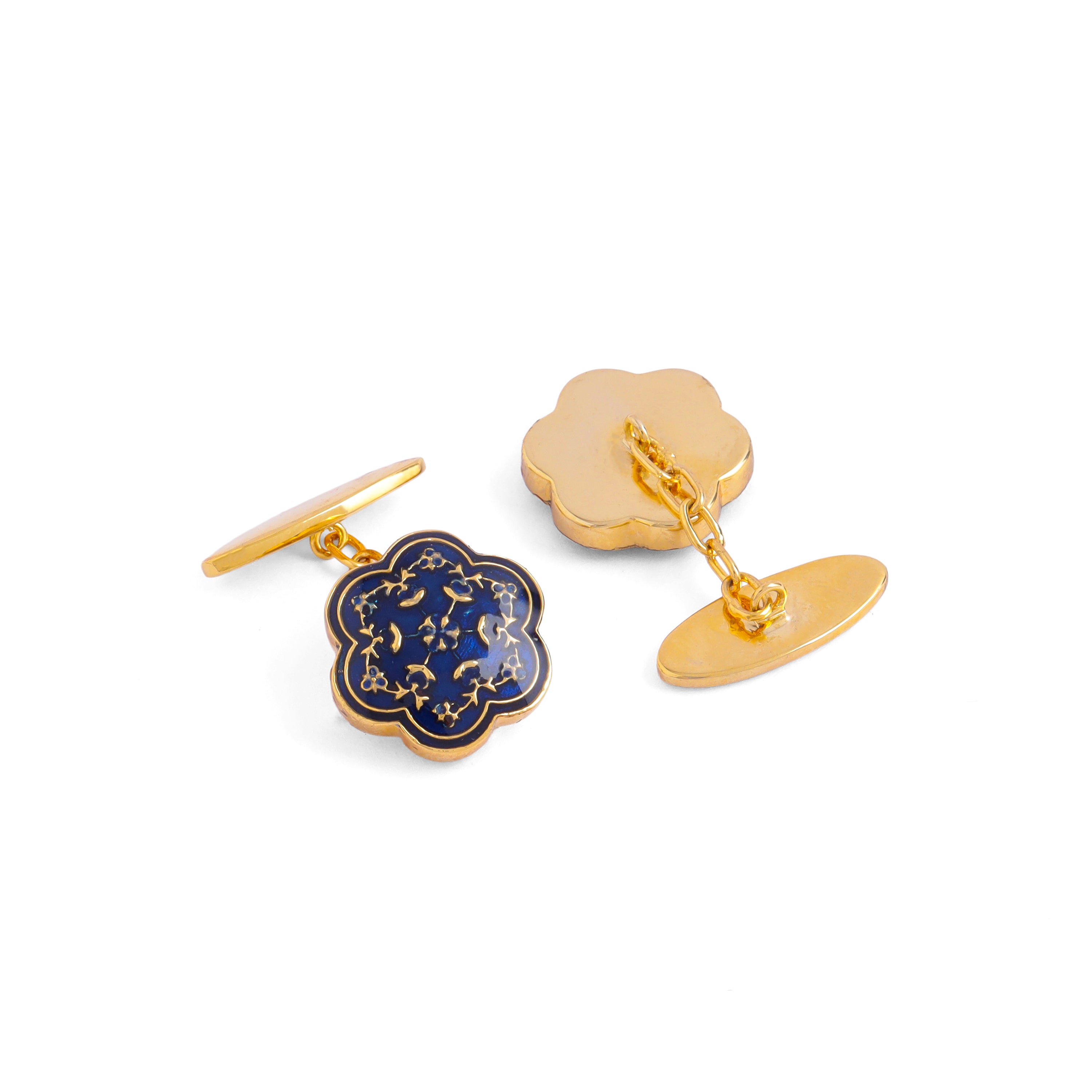 Minar Enamel Chain Cufflinks - Blue