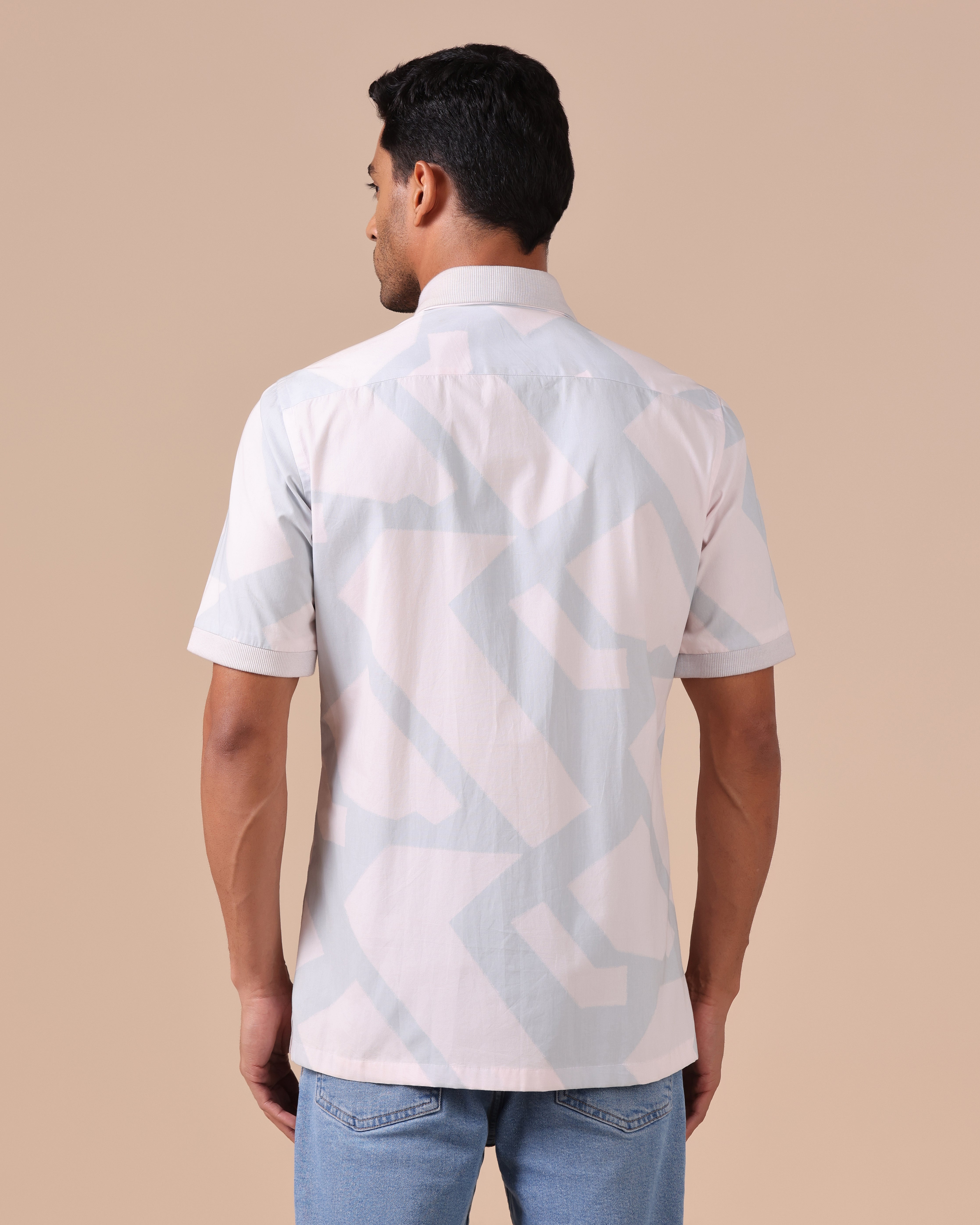 Mono - Abstract Printed Giza Cotton Abstract Printed Shirt - Light Grey