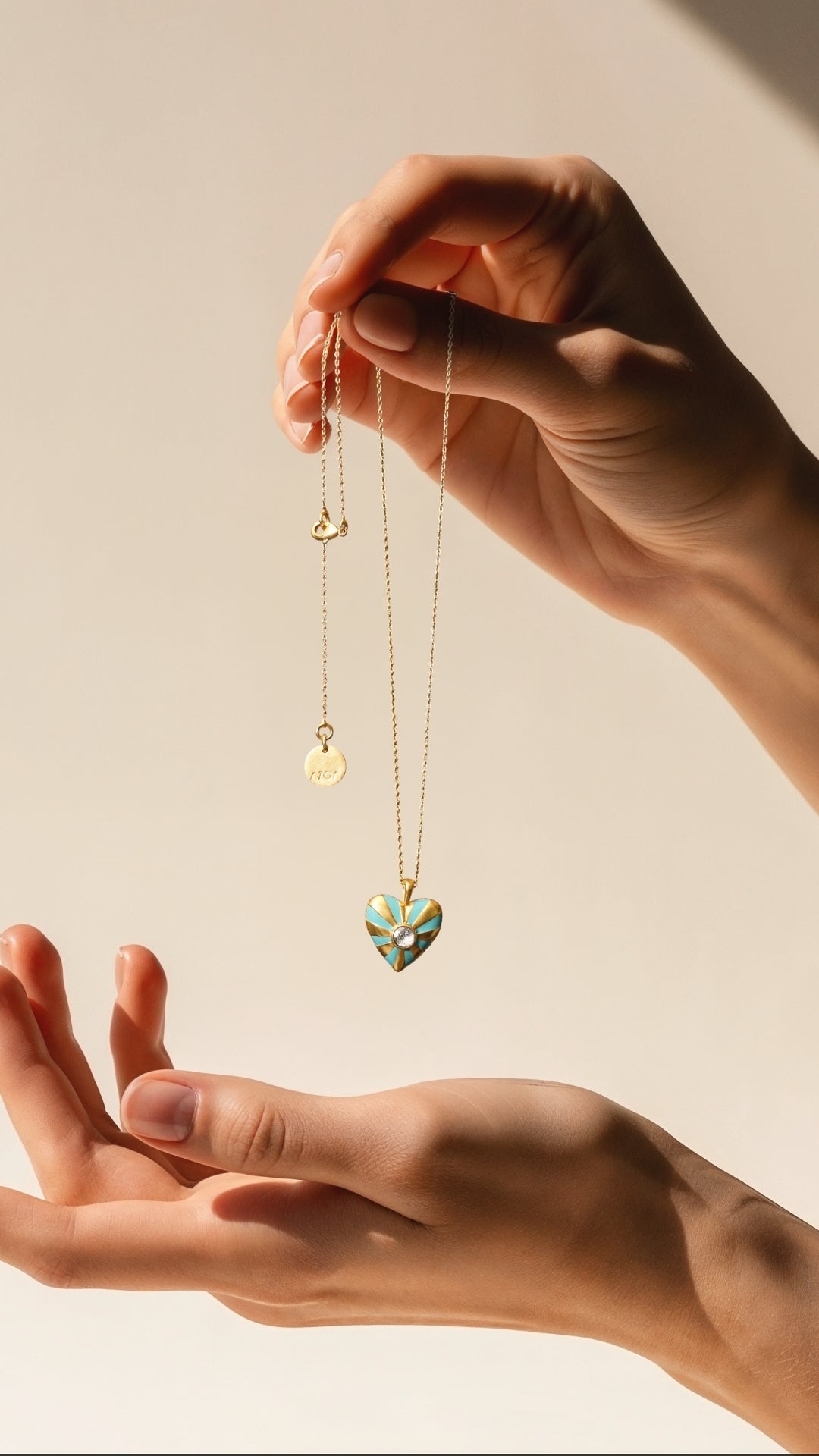 Heart Stripe Necklace - Turquoise