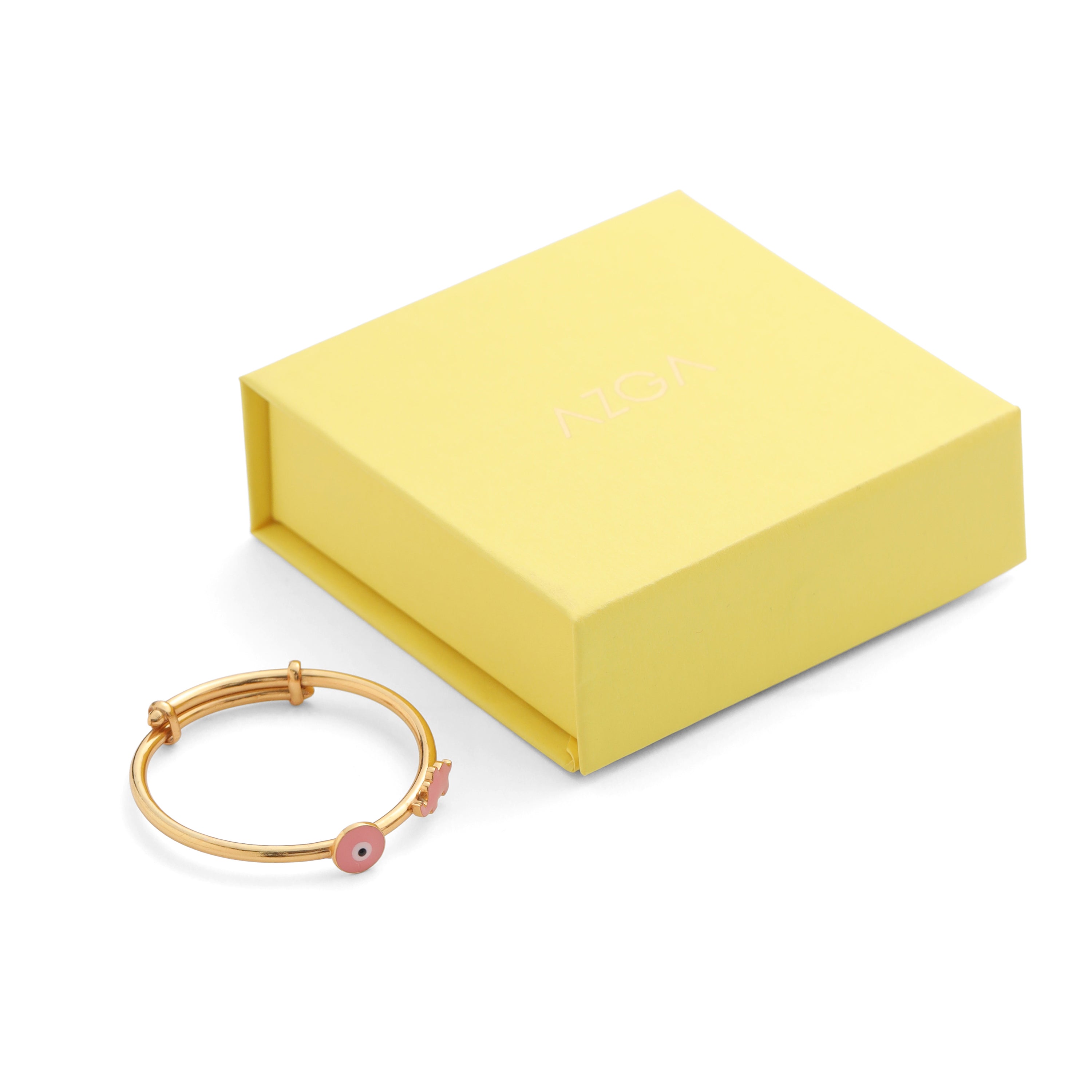 Adjustable Baby Bangle - Elephant & Evil Eye - Pink