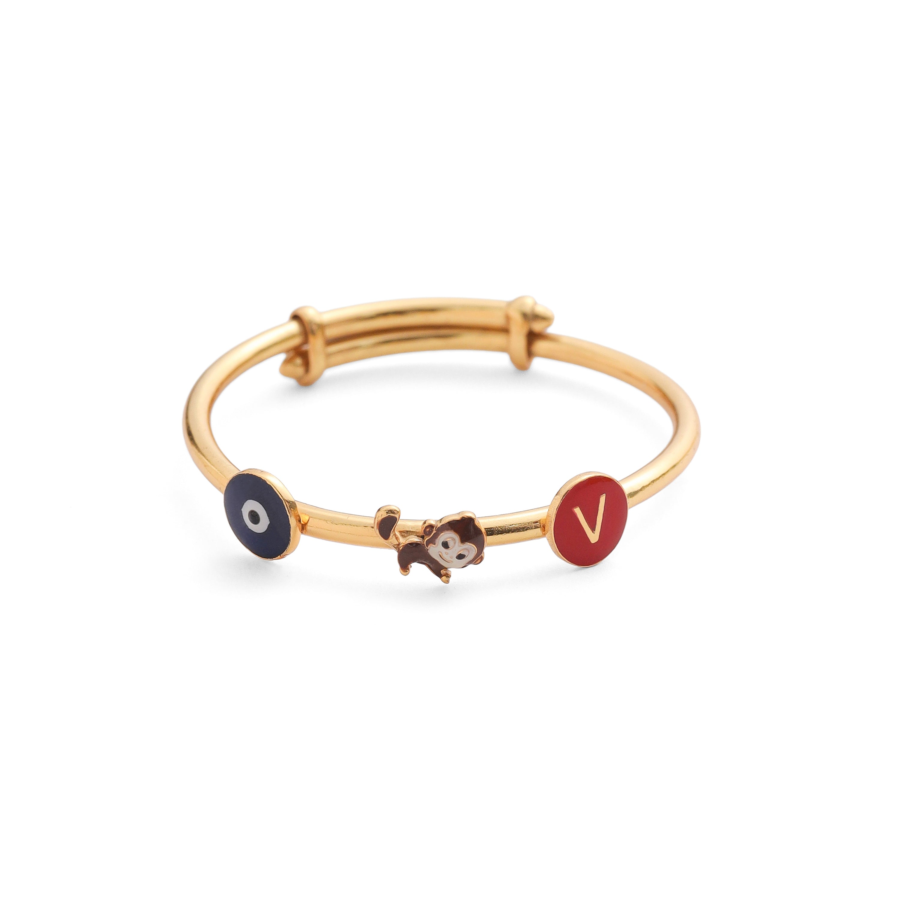 Personalised Adjustable Baby bangle - Monkey & Evil eye