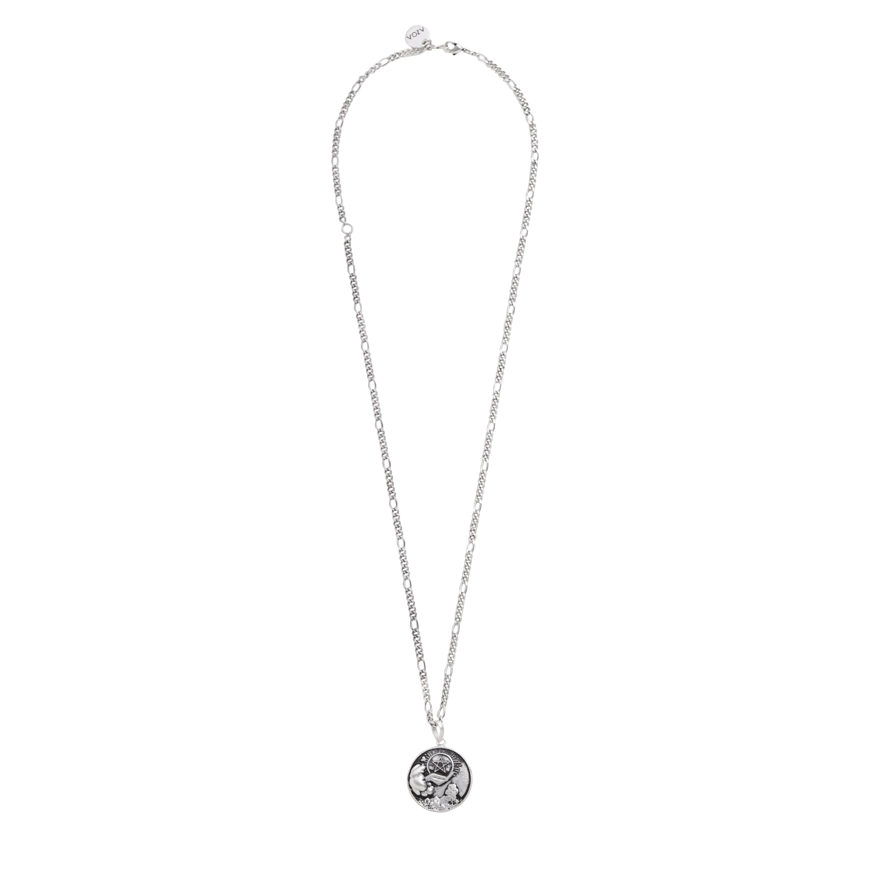 Ace of Pentacles Necklace - Oxidised Silver