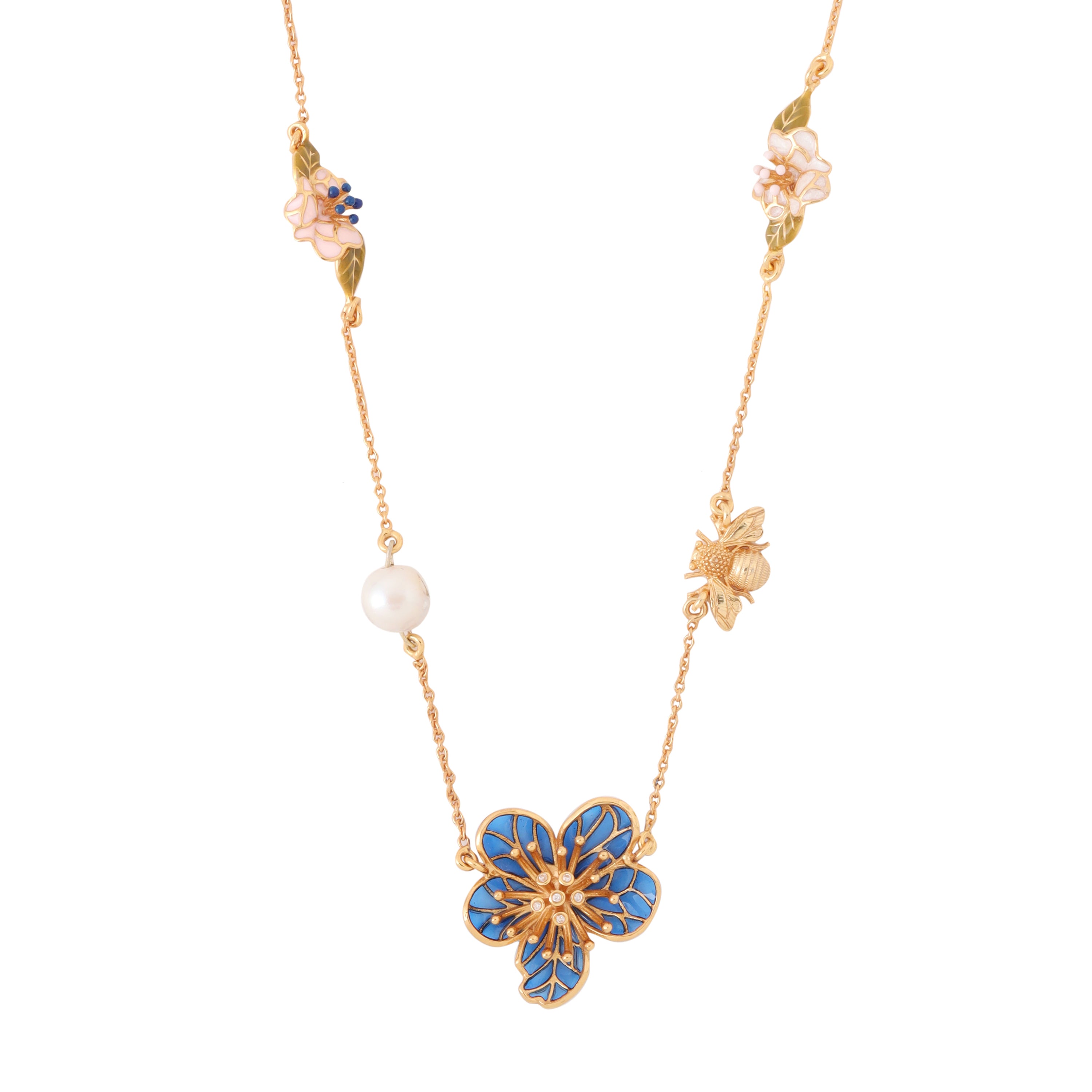 Oona Floral necklace - Blue