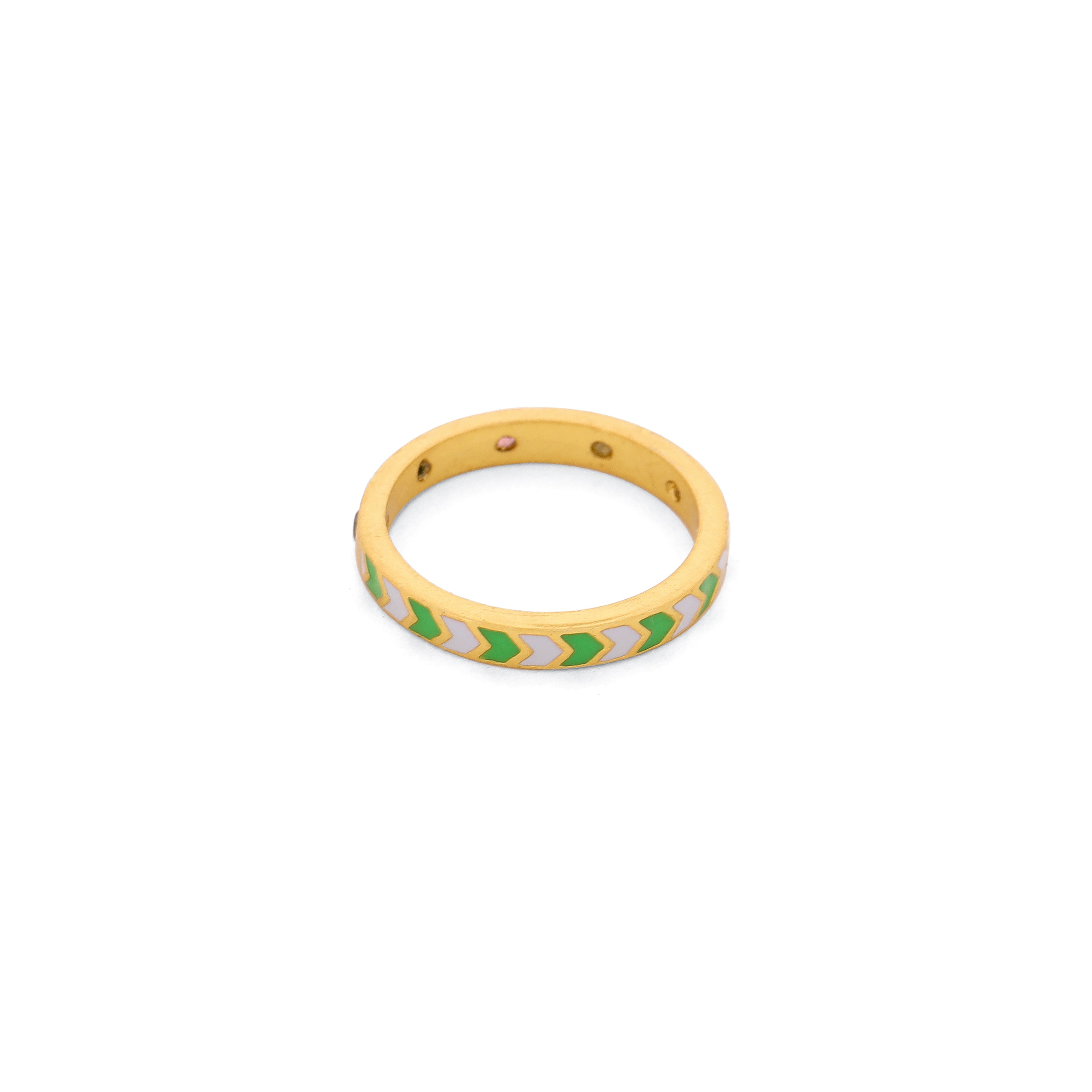 Classic Chevron & Tourmaline Ring - Dove Blue & Lawn Green