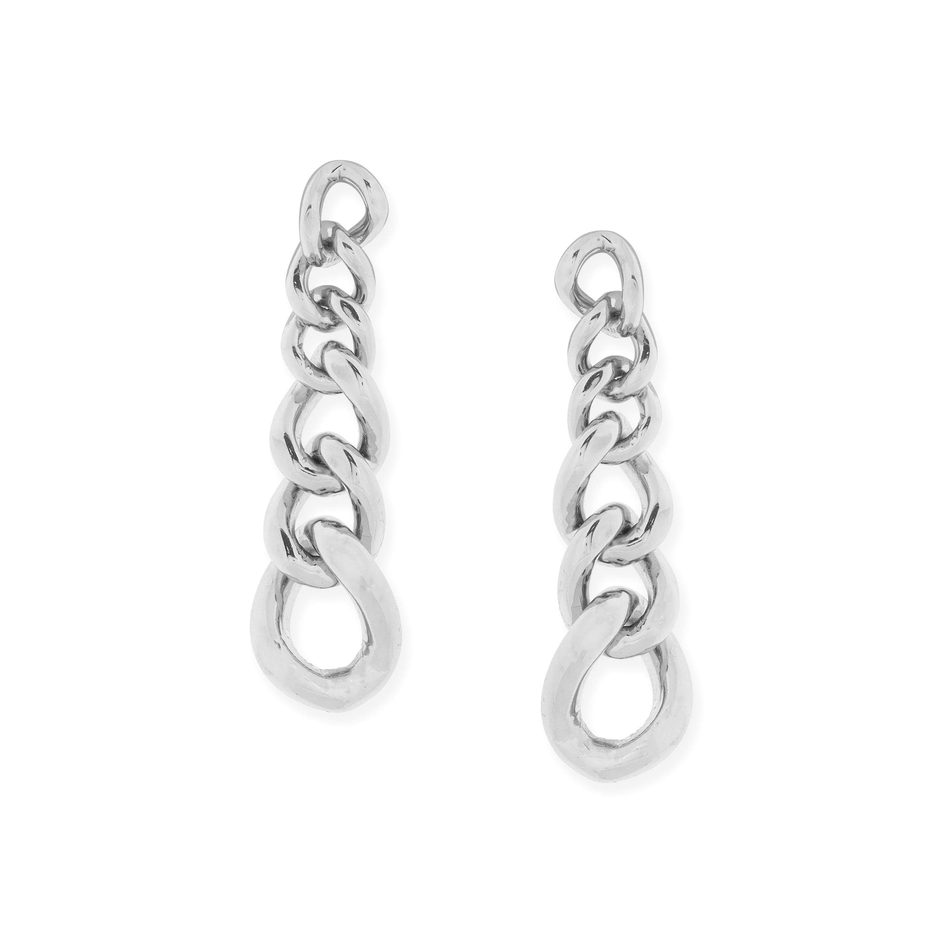 Vault Chain Earrings - White Gold