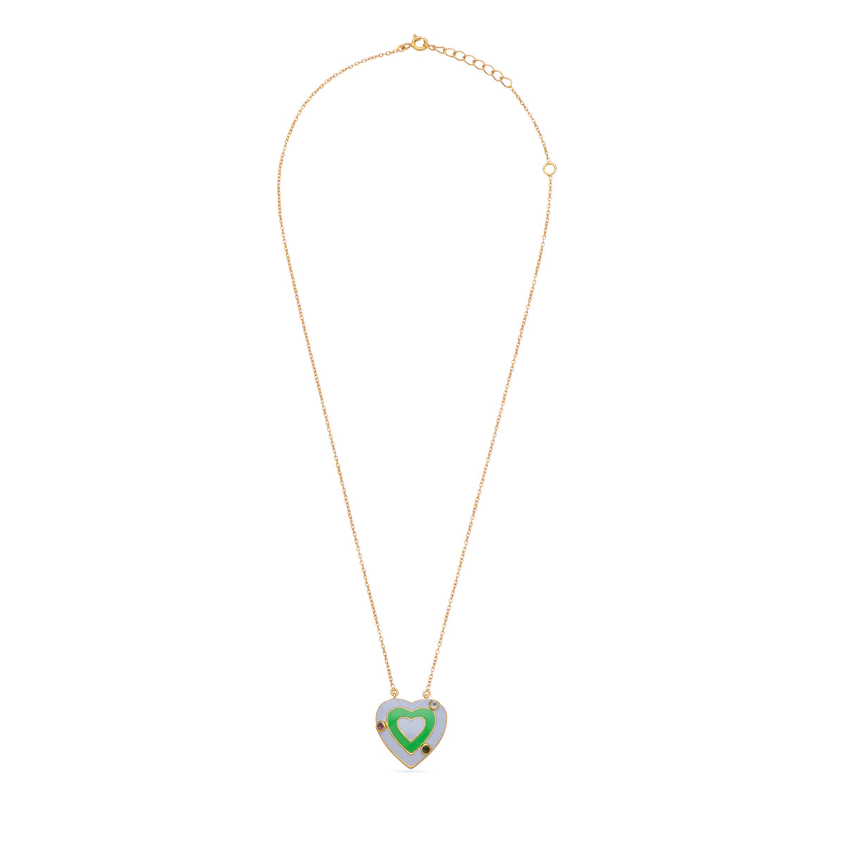 Heart Palma Necklace - Dove Blue & Lawn Green