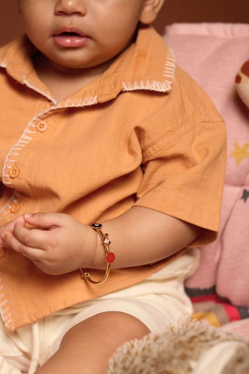 Personalised Adjustable Baby bangle - Monkey & Evil eye