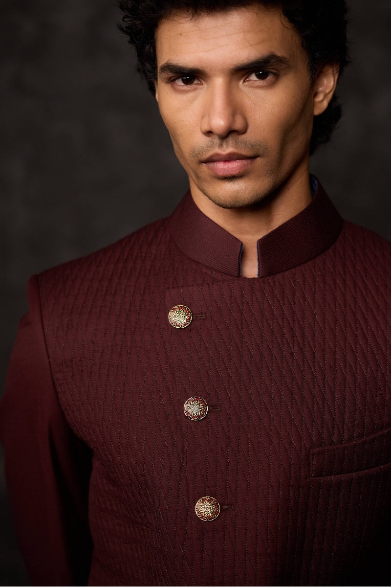 Regal Mughal Button - Maroon & Blue (set of 7 big and 6 small)