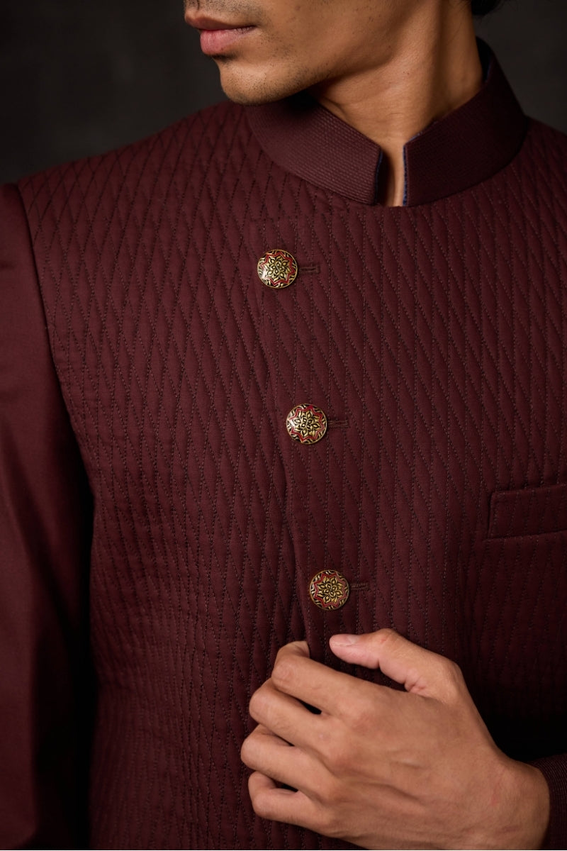 Regal Mughal Button - Maroon & Blue (set of 7 big and 6 small)