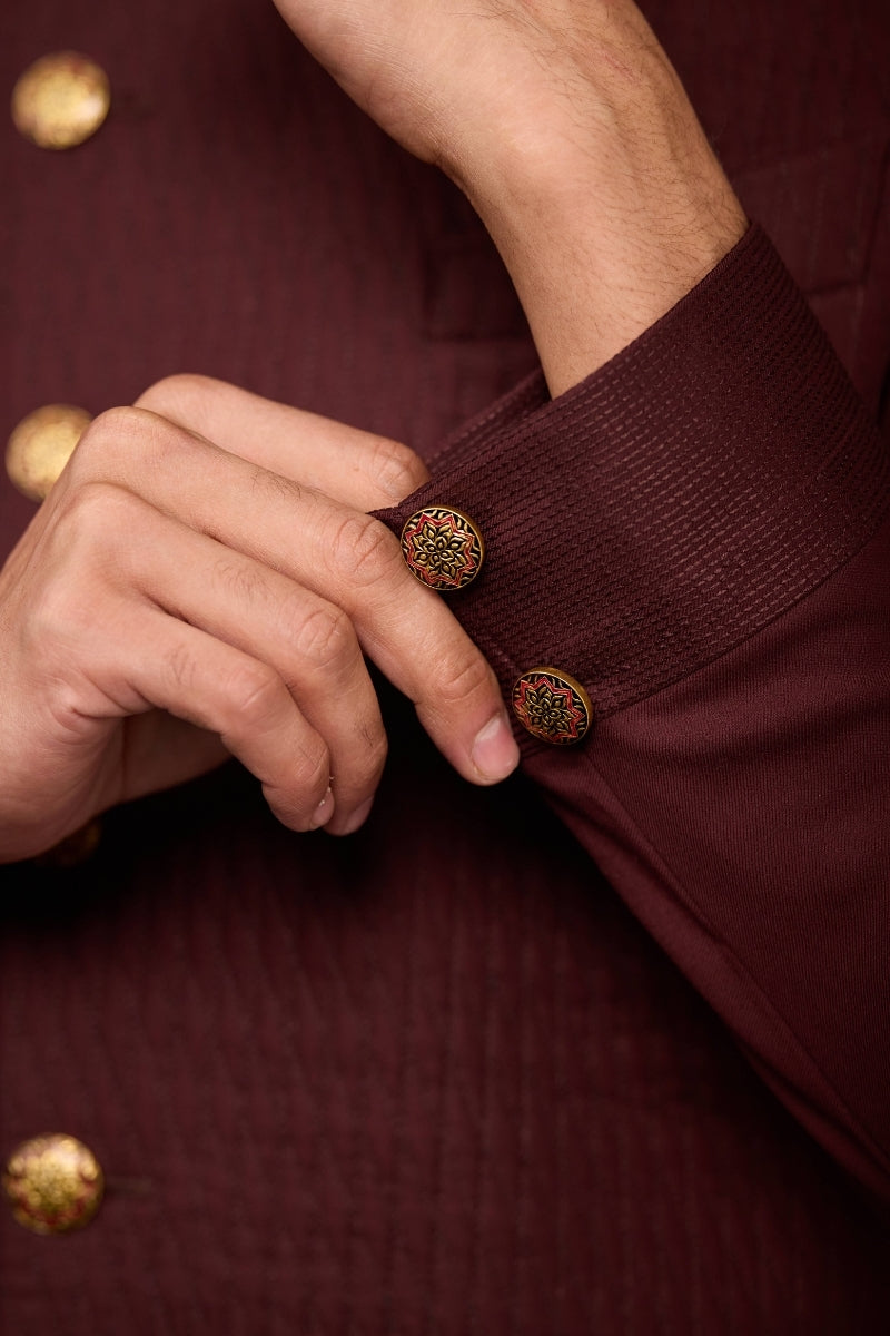 Regal Mughal Button - Maroon & Blue (set of 7 big and 6 small)