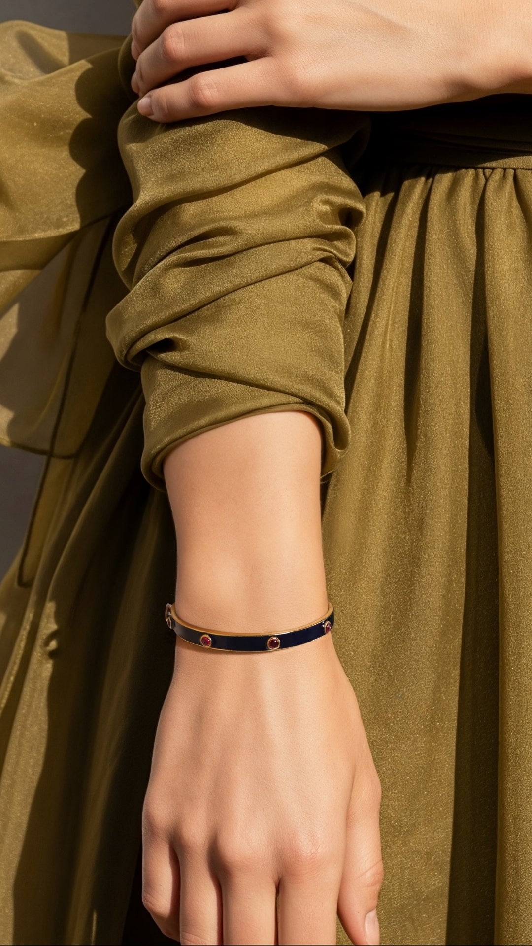 Classic Adjustable Enamel Bangle - Black & Maroon