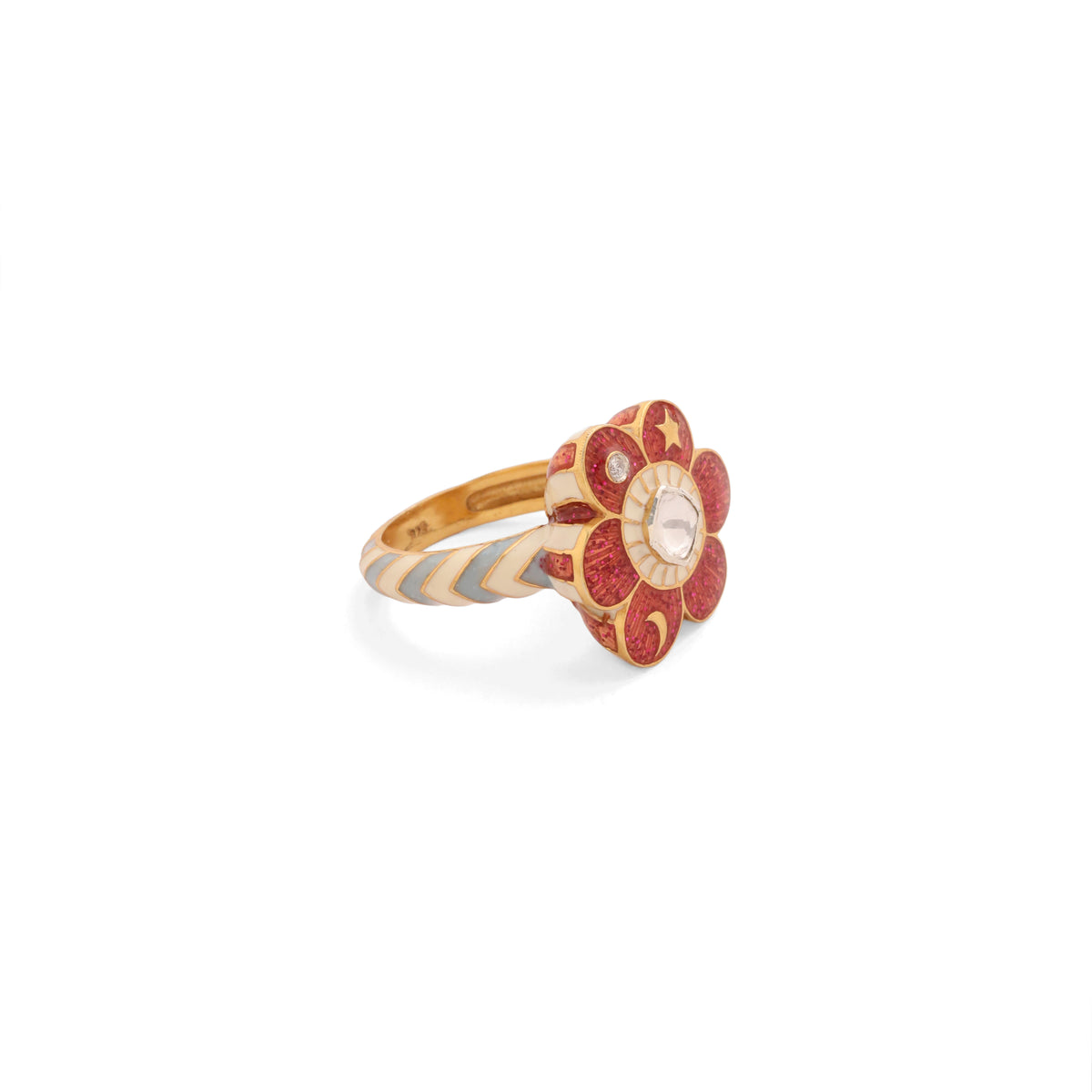 Pomelia Chand Sitara Ring - Pink