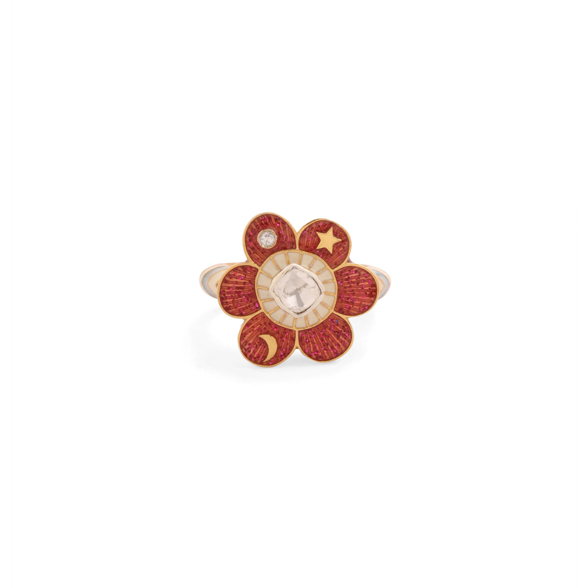 Pomelia Chand Sitara Ring - Pink