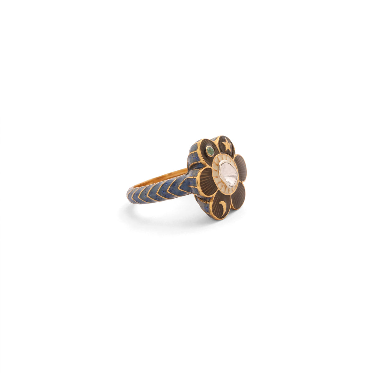 Pomelia Chand Sitara Ring - Smoky