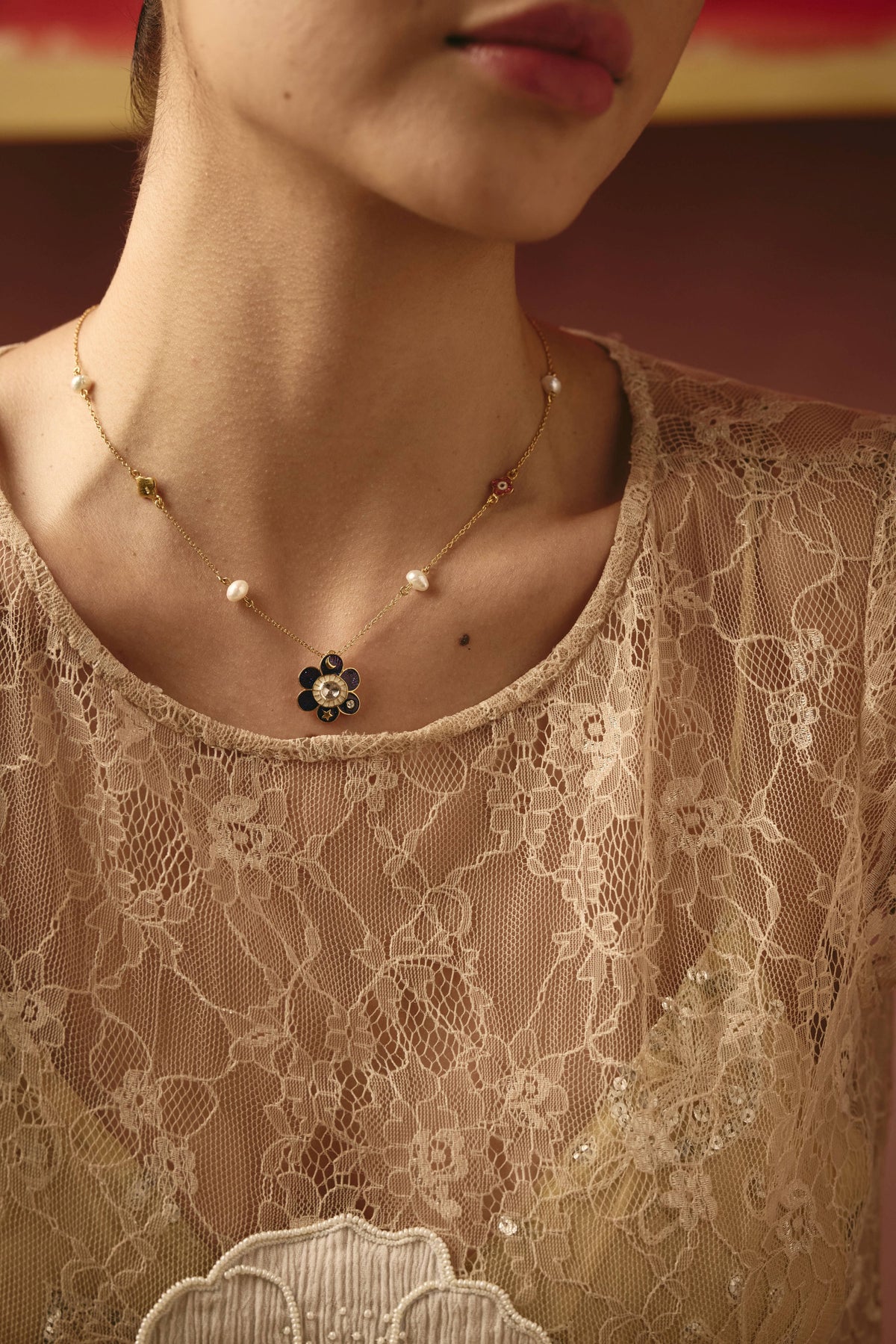 Pomelia Chand Sitara Classic Neck chain - Purple