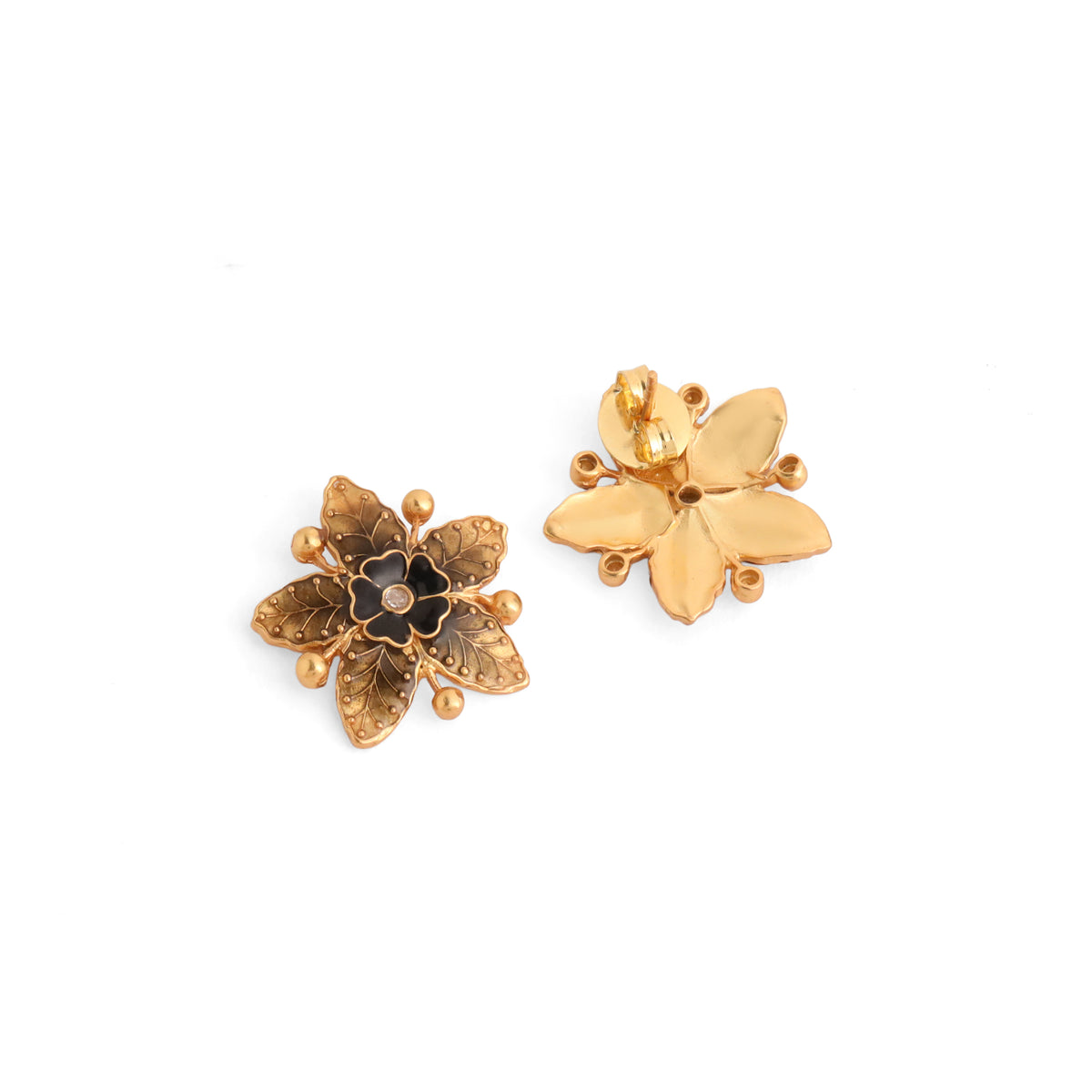 Zora Noir Floral Earrings -Black