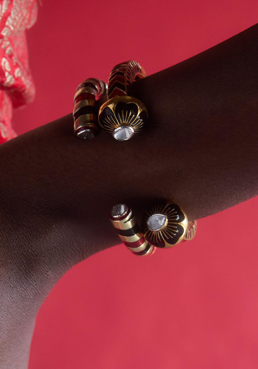 Palermo Dream Cuff - Barn Red & Charcoal