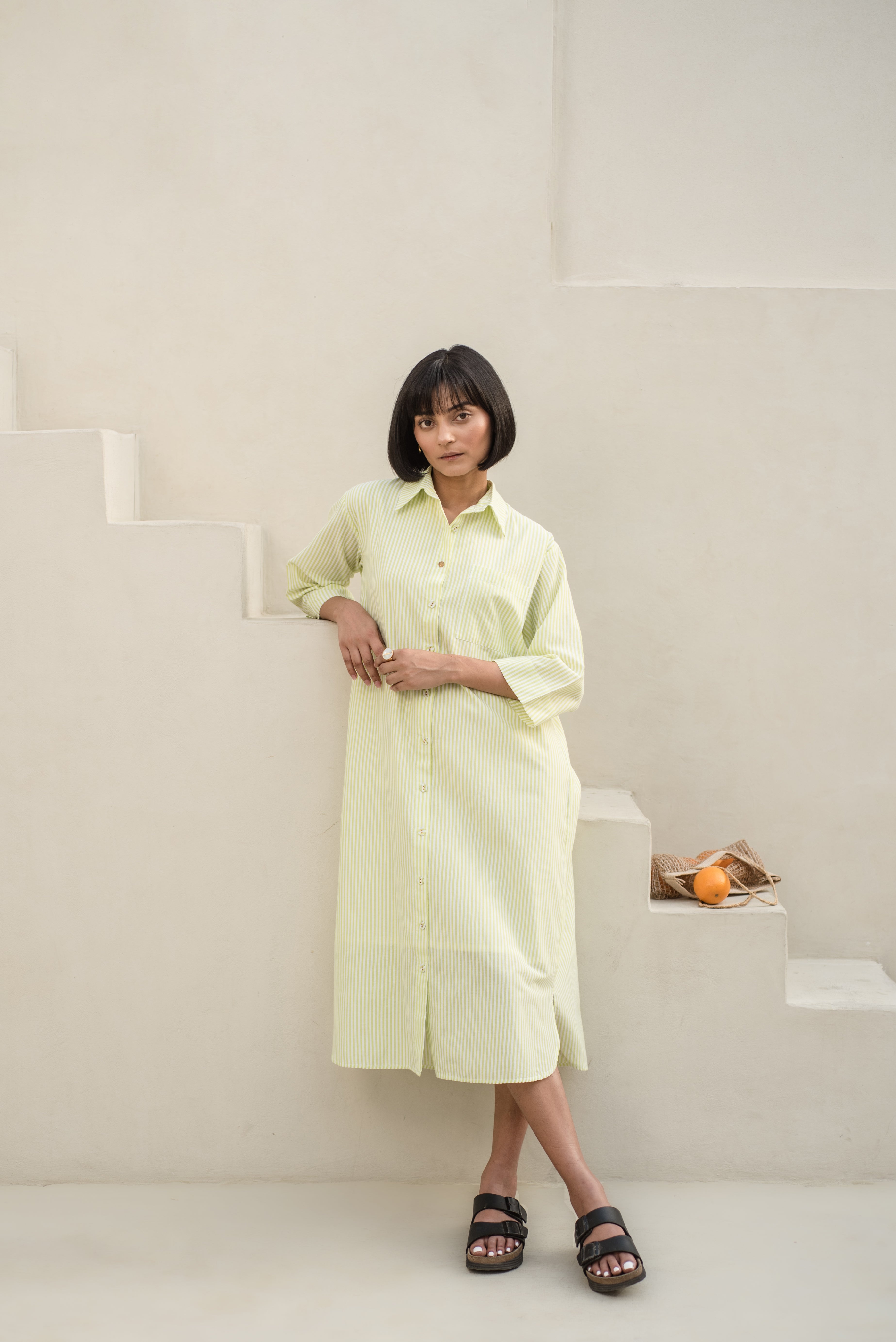 FRENCH LIME SHIFT DRESS