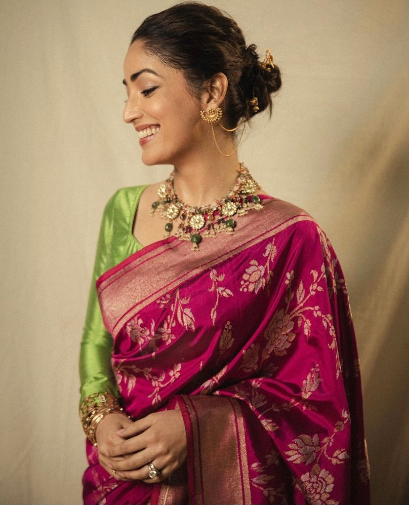 Yami Gautam in Orchid Flower Lapel Pin