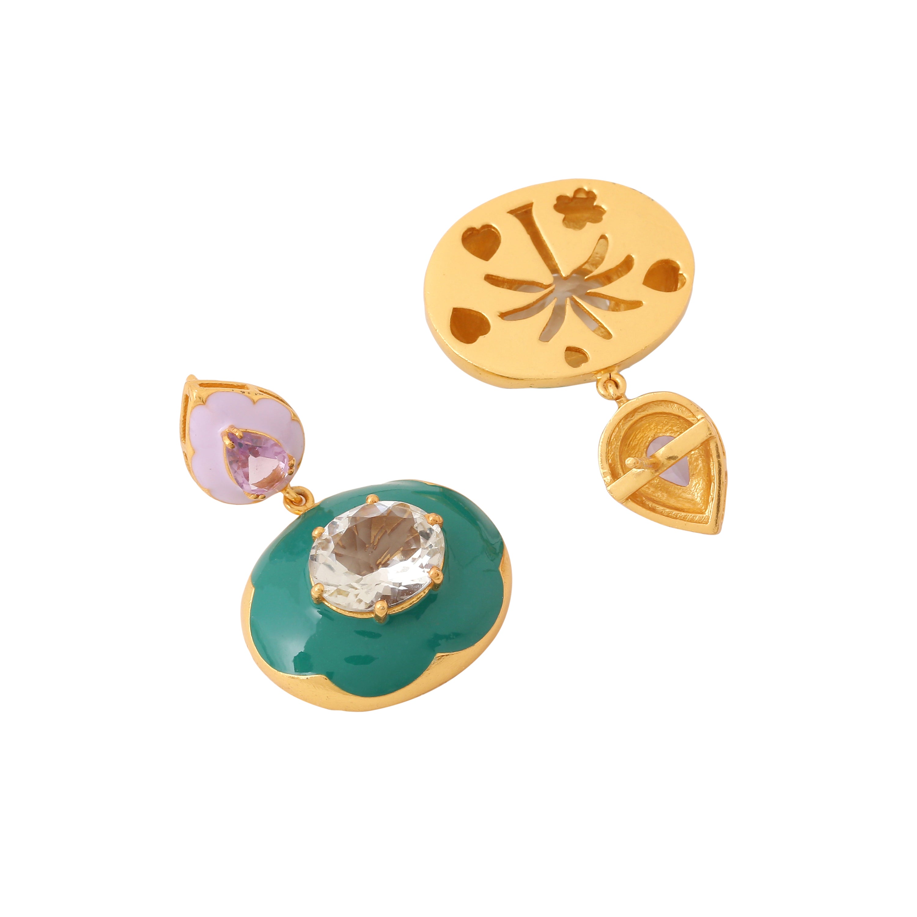Palma earrings - Jungle green & lavender