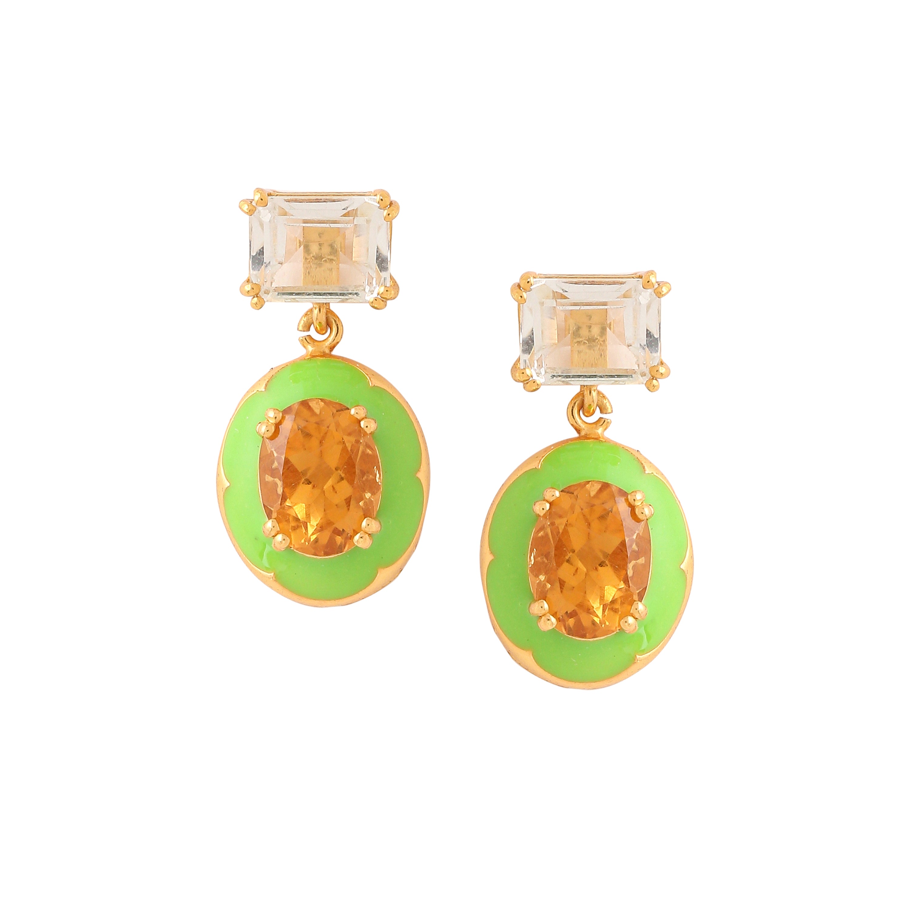 Ferro Oval Earrings - Lawn green