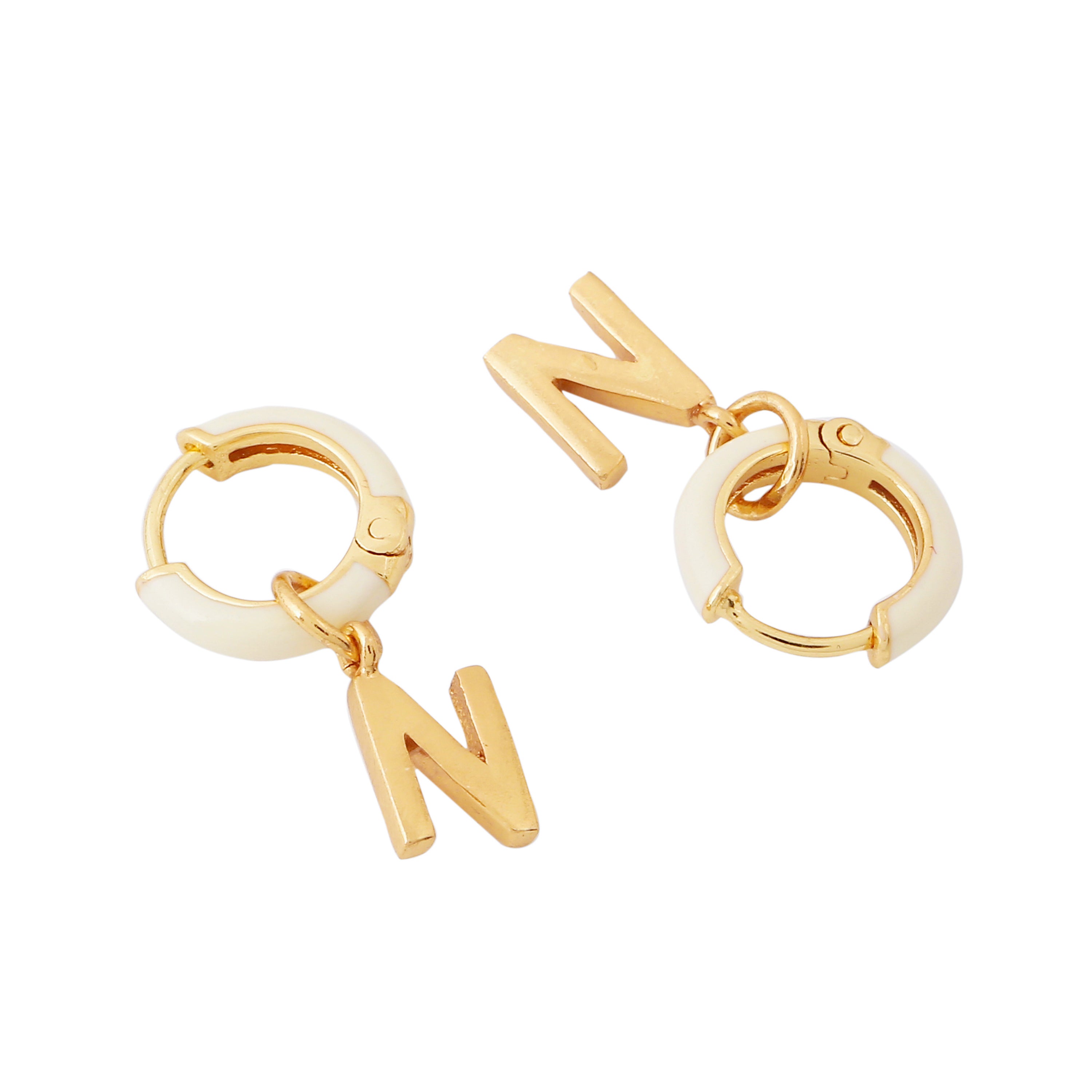 Loco Initial Mini Hoops - Ivory