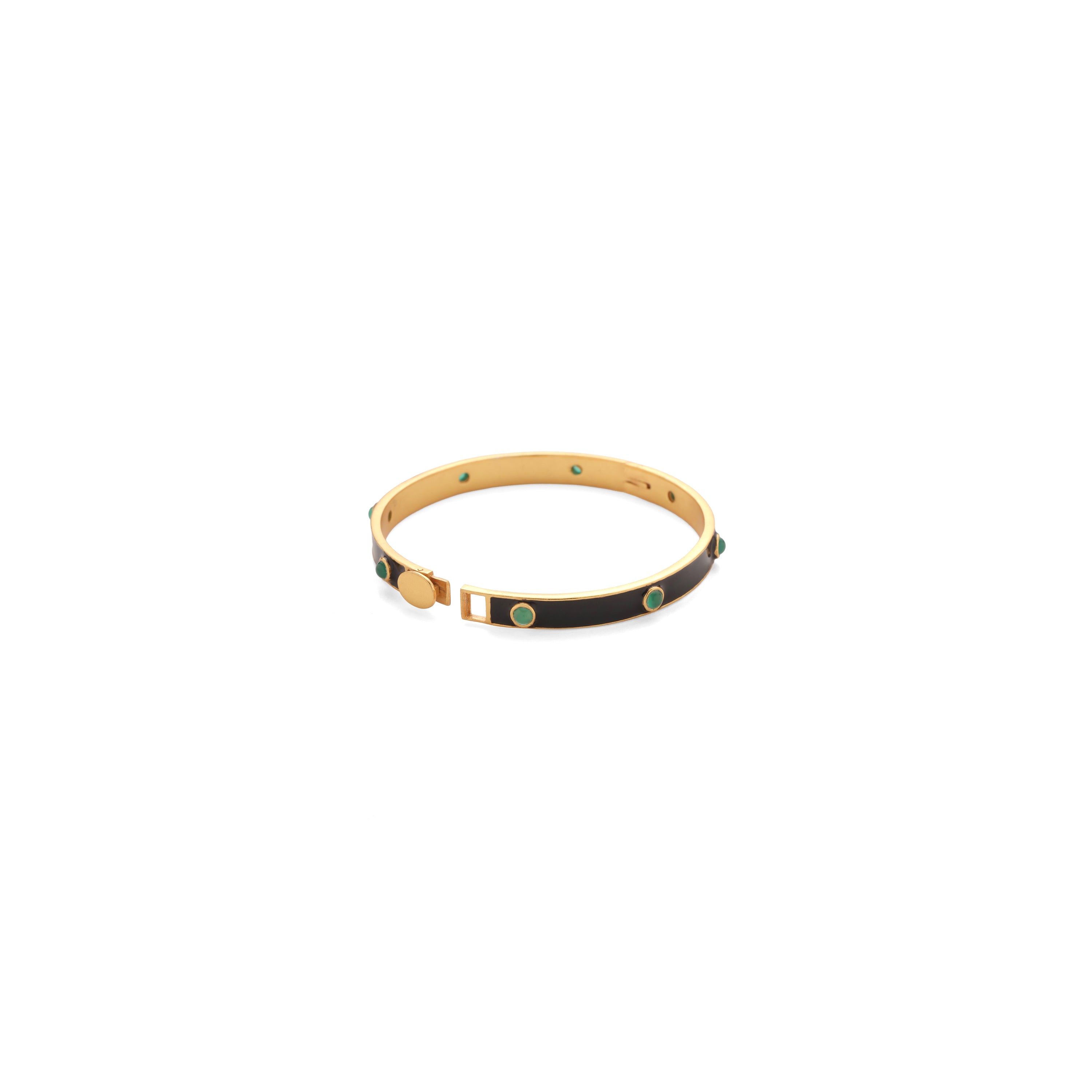 Classic Adjustable Enamel Bangle - Black