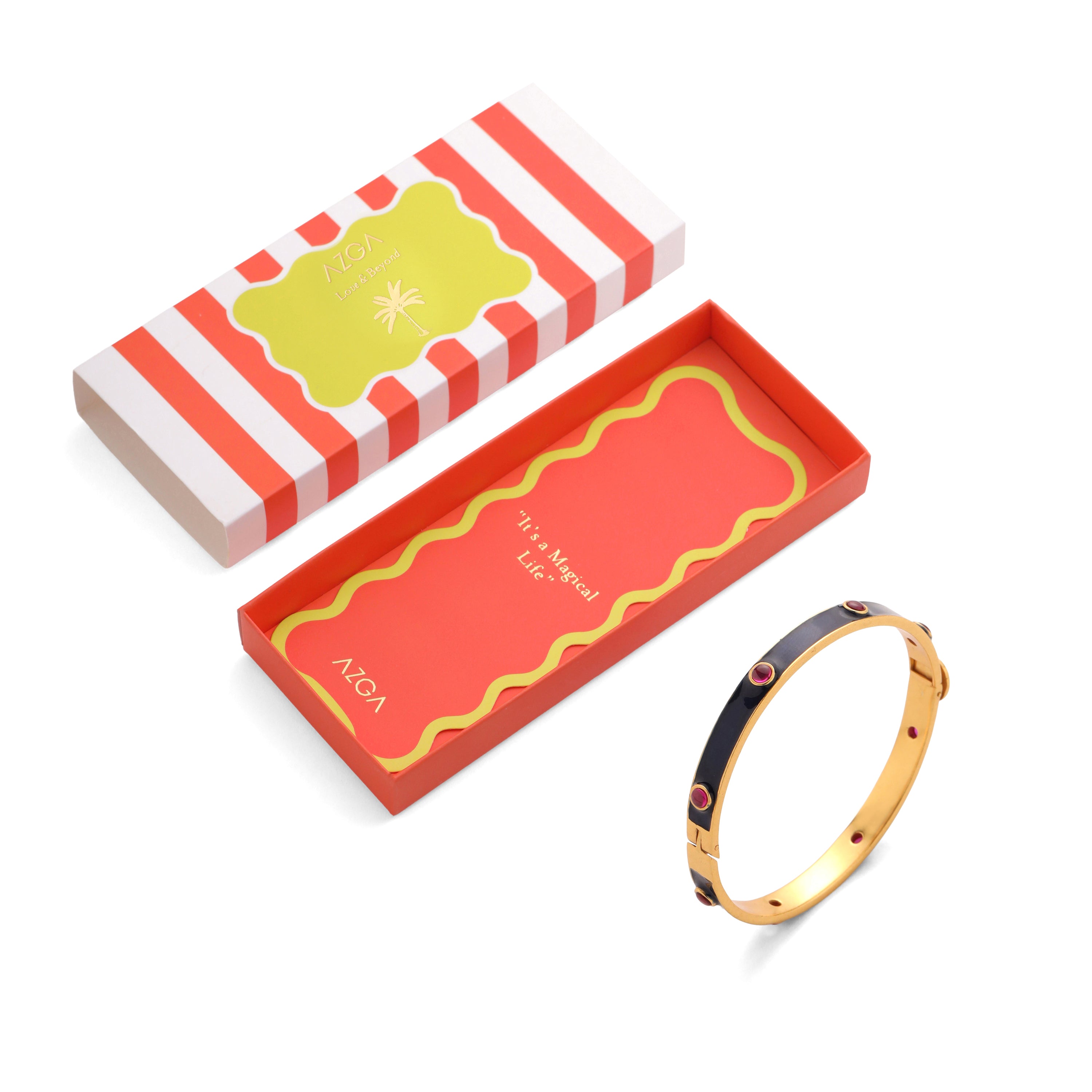 Classic Adjustable Enamel Bangle - Black & Maroon