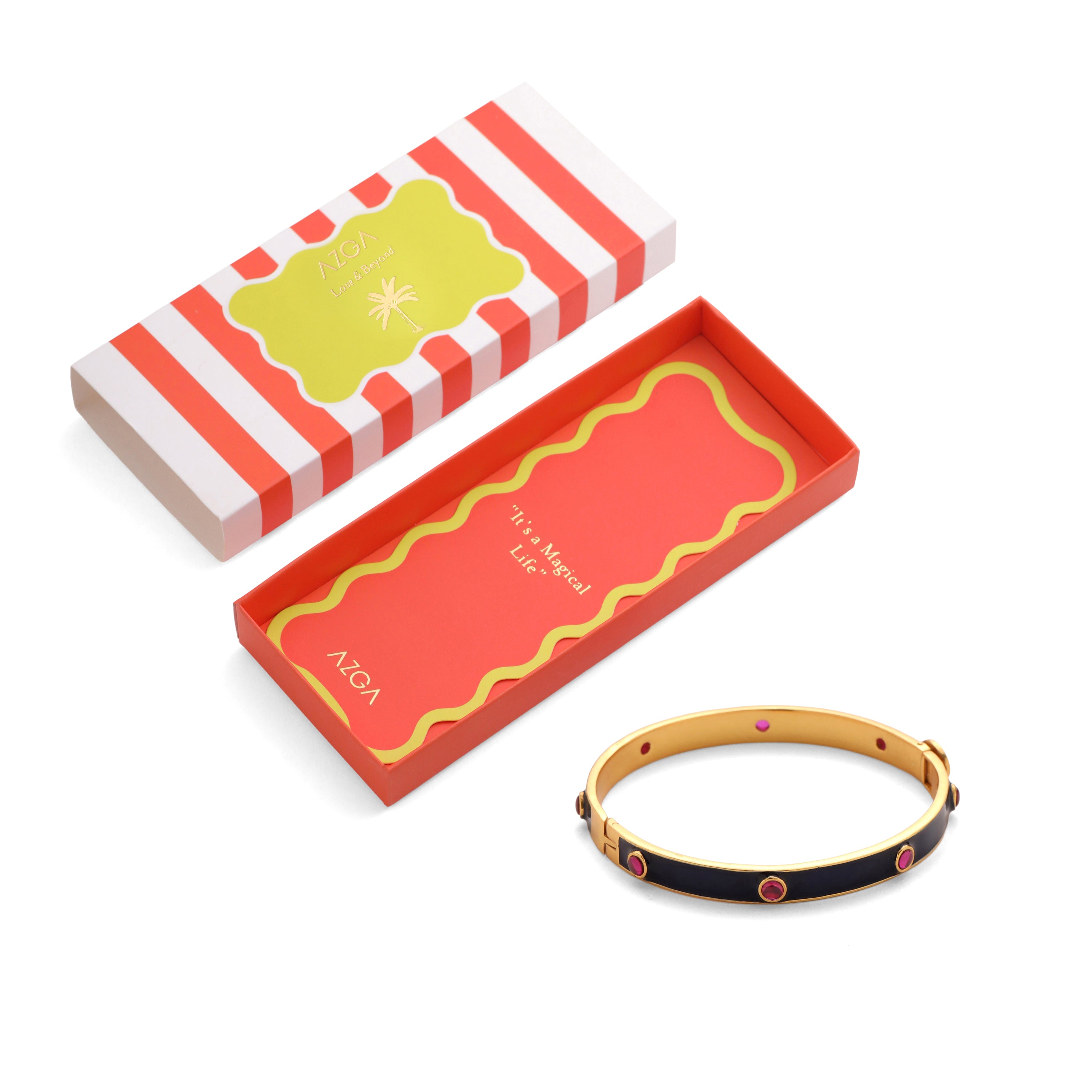 Classic Adjustable Enamel Bangle - Black & Maroon