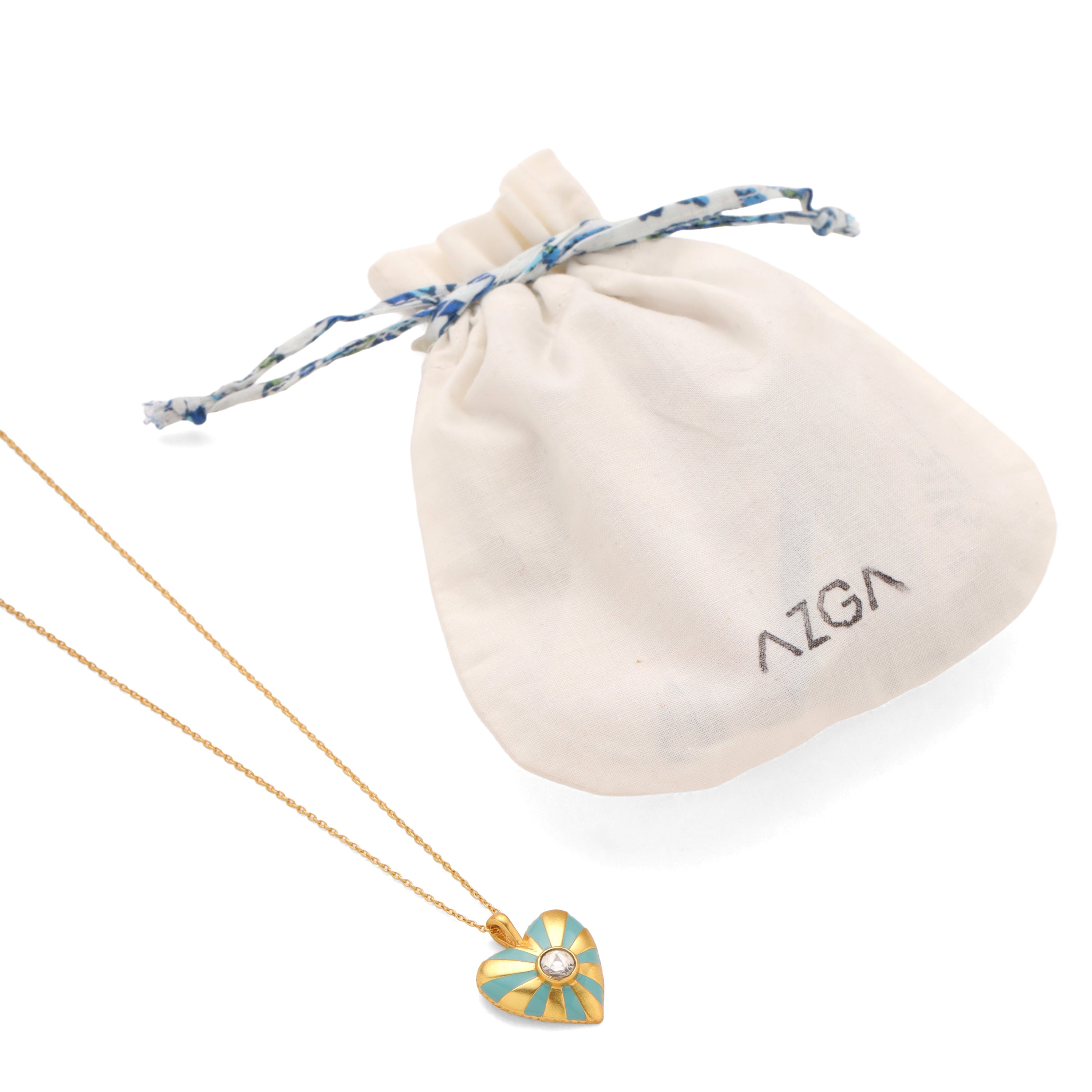 Heart Stripe Necklace - Turquoise