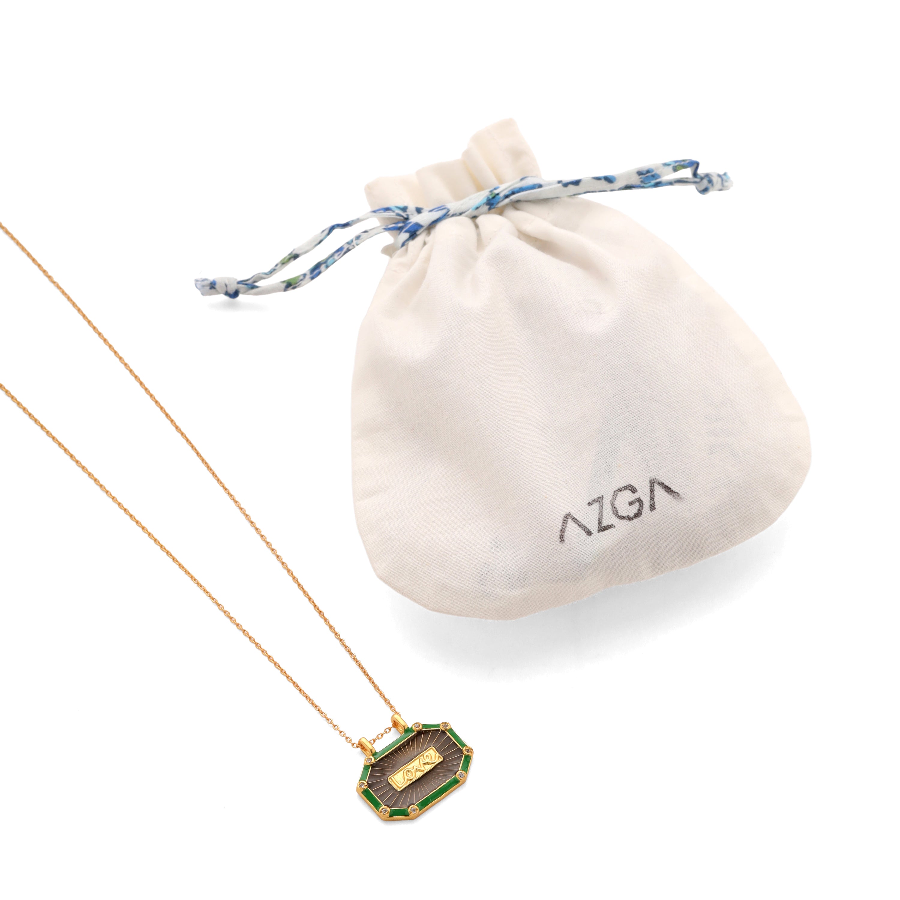 Love Medallion Necklace - Smoky & Green