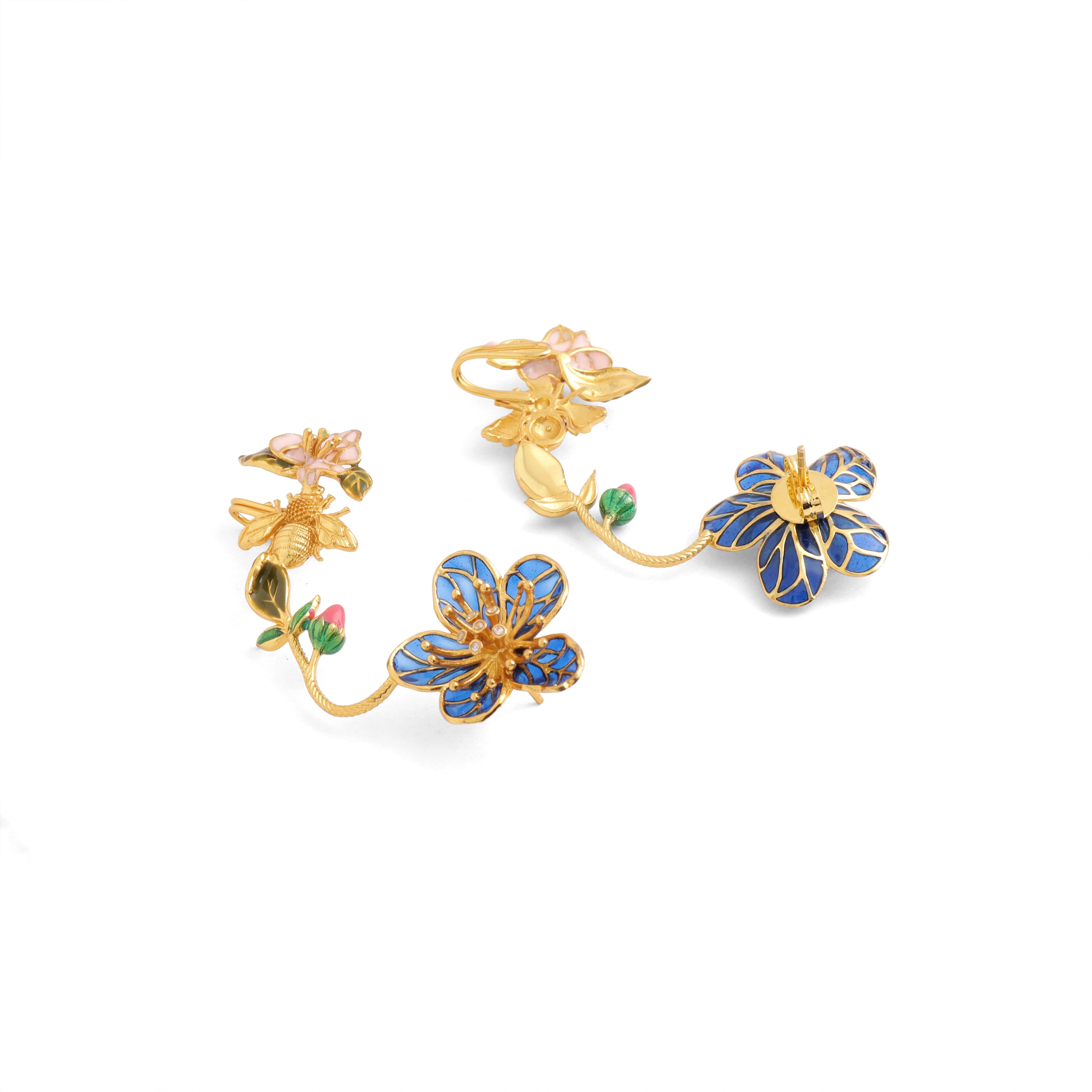 Oona Floral ear cuff - Blue