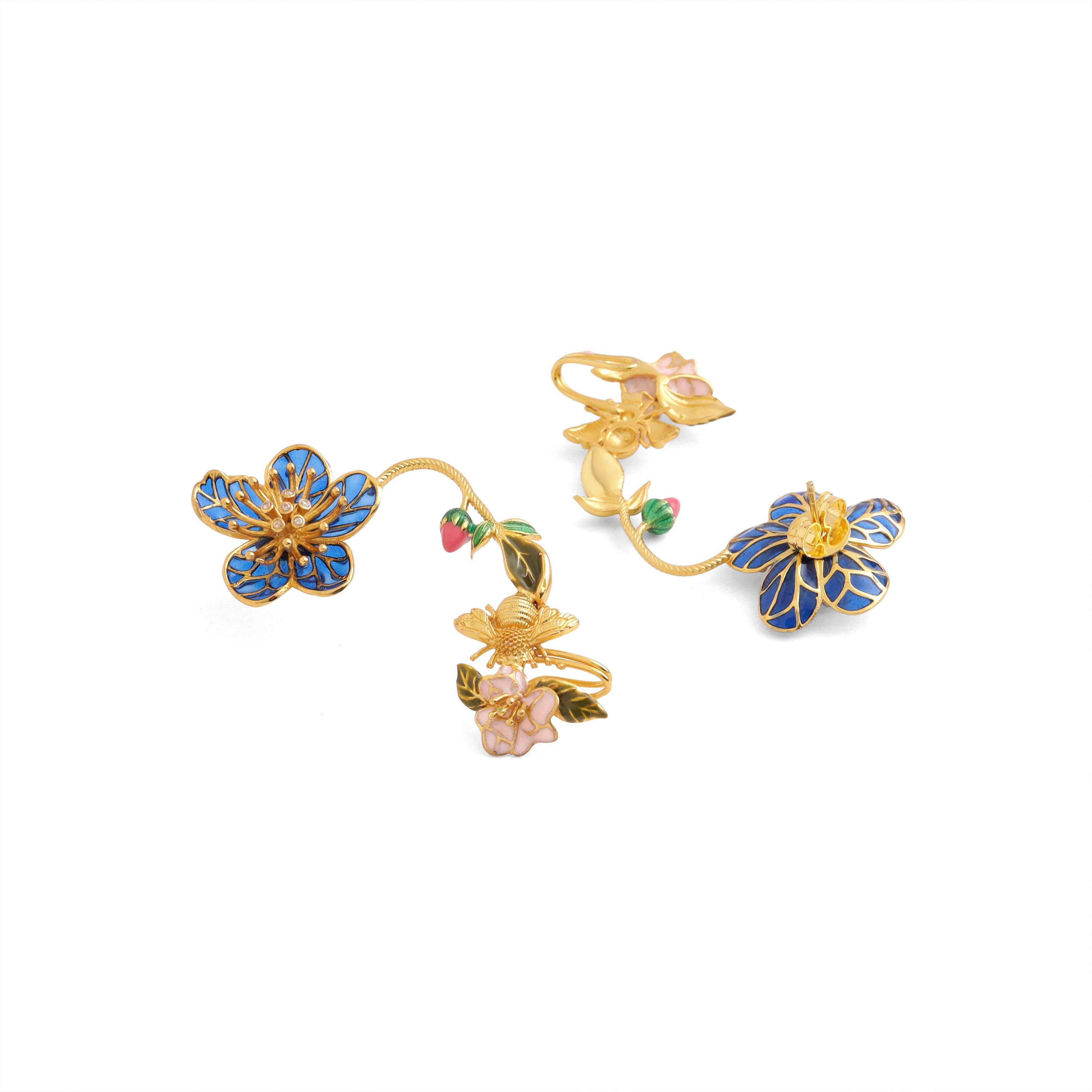 Oona Floral ear cuff - Blue