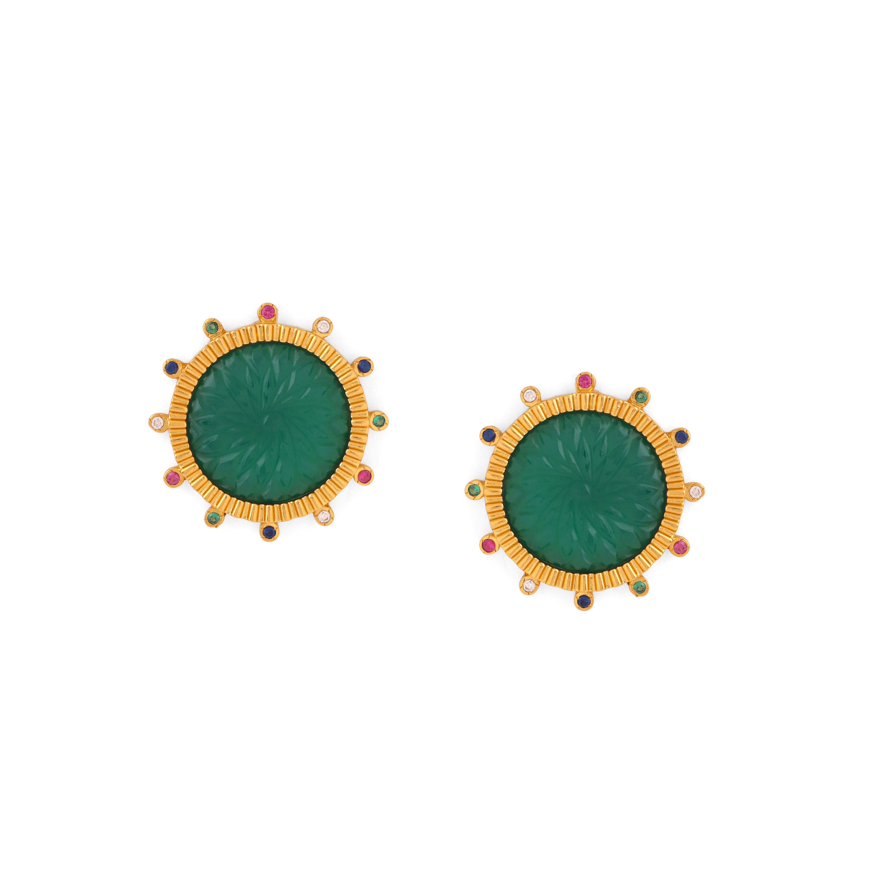 Green Onyx Carved Studs