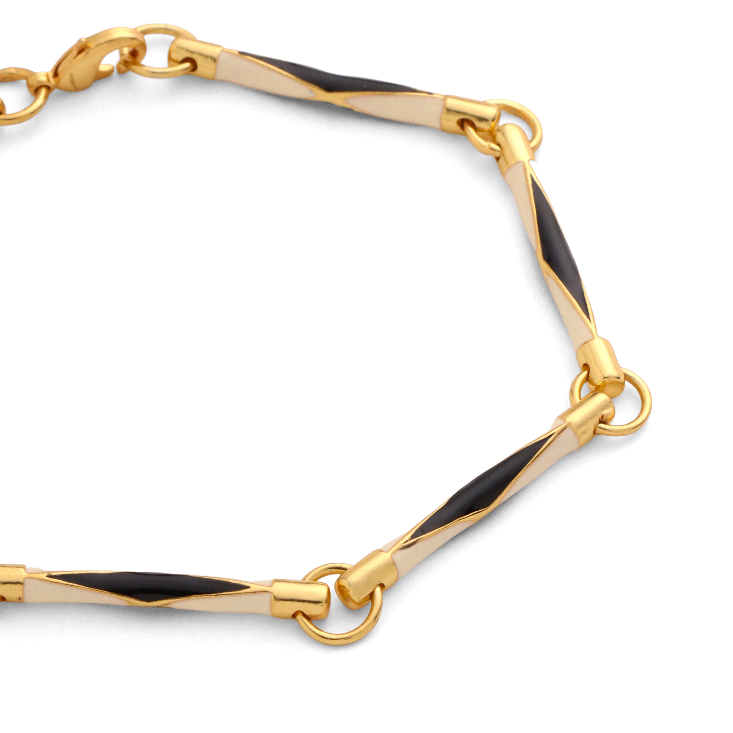 Art Deco Enamel Bracelet - Black & White