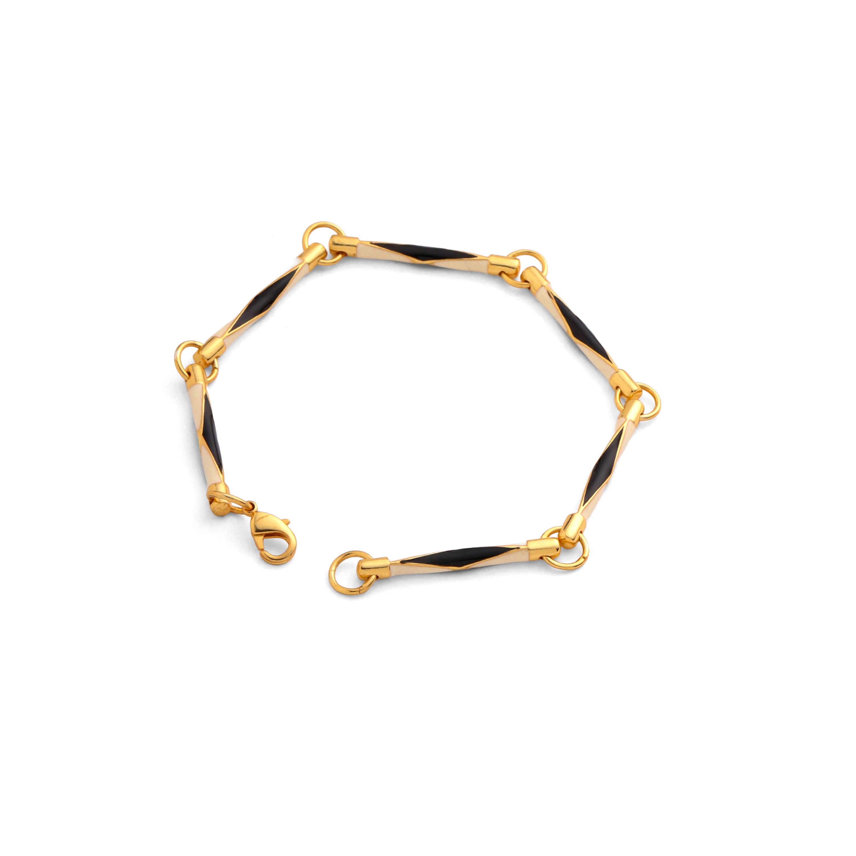 Art Deco Enamel Bracelet - Black & White