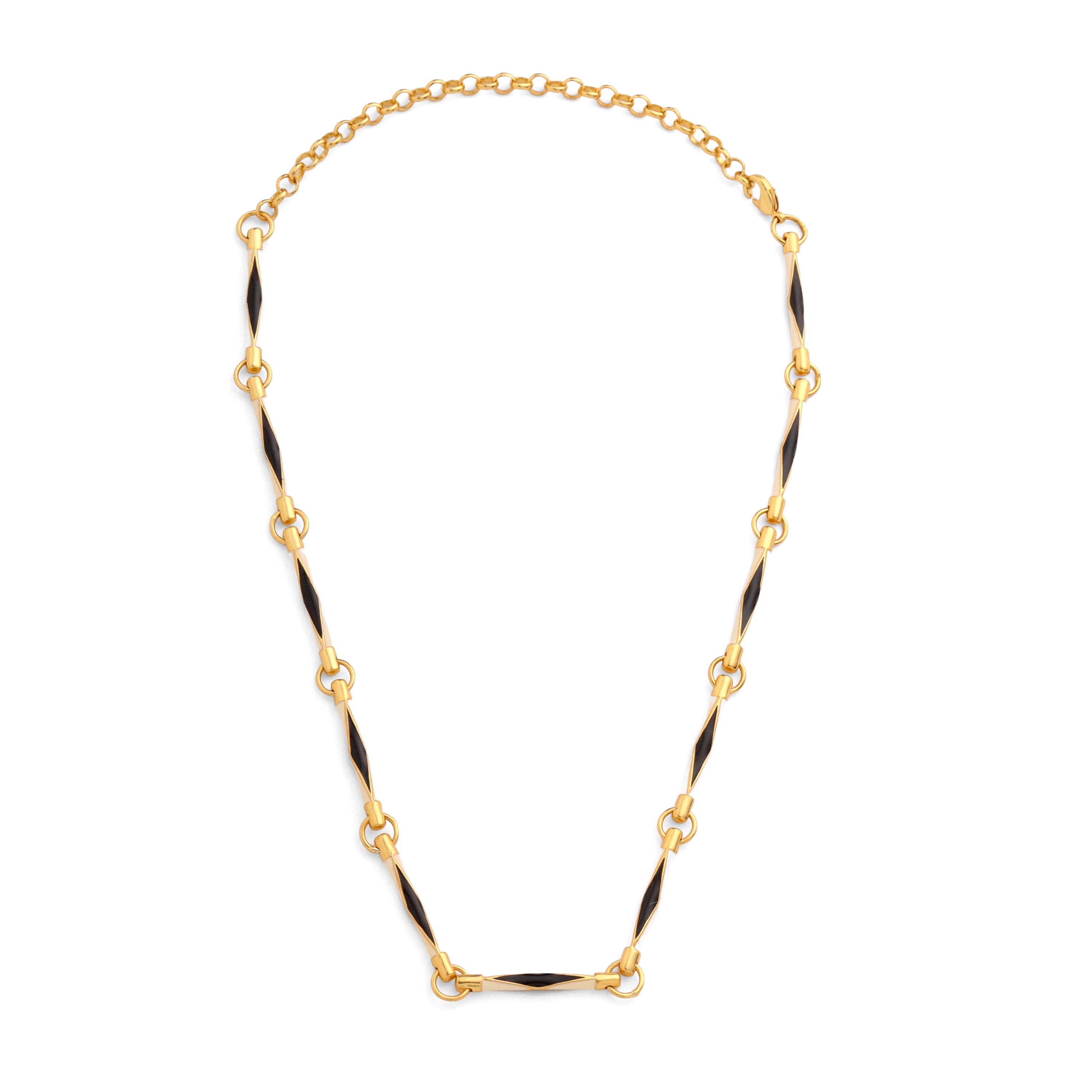 Art Deco Enamel Necklace - Black & White