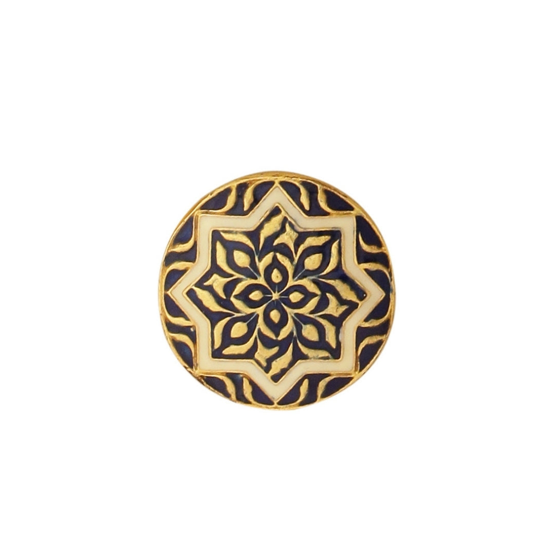 Regal Mughal Button - Blue & Ivory (set of 7 big and 6 small)