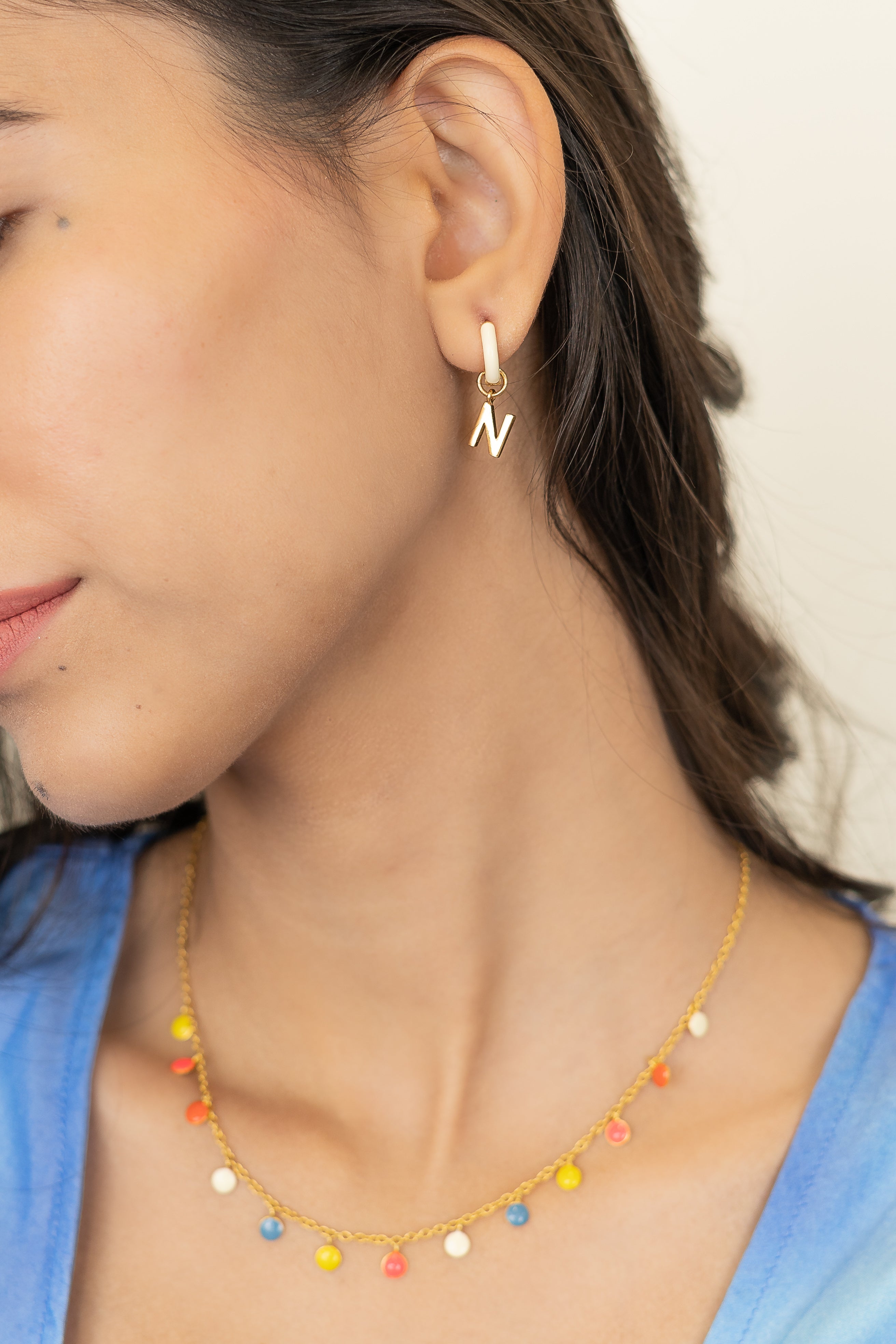 Loco Initial Mini Hoops - Ivory