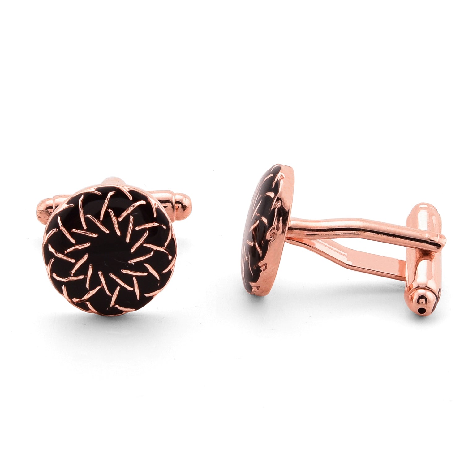 Moroccan Cufflinks - Black rose gold