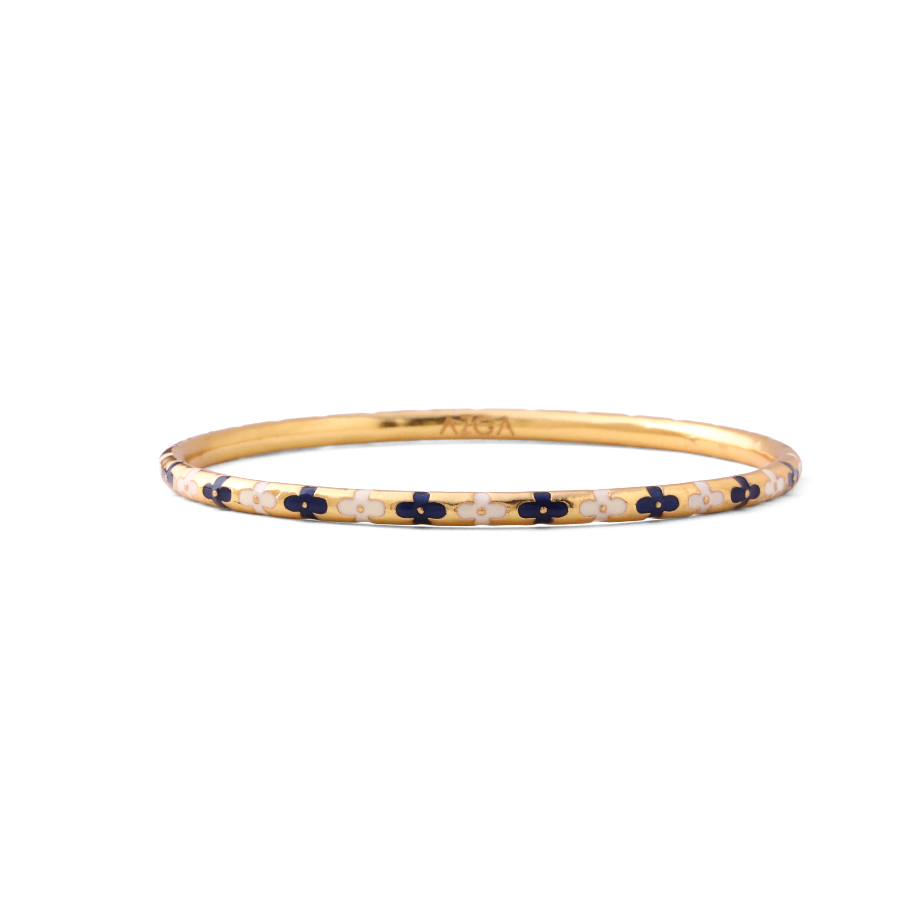 Bagh Enamel Bangle - Blue and Ivory